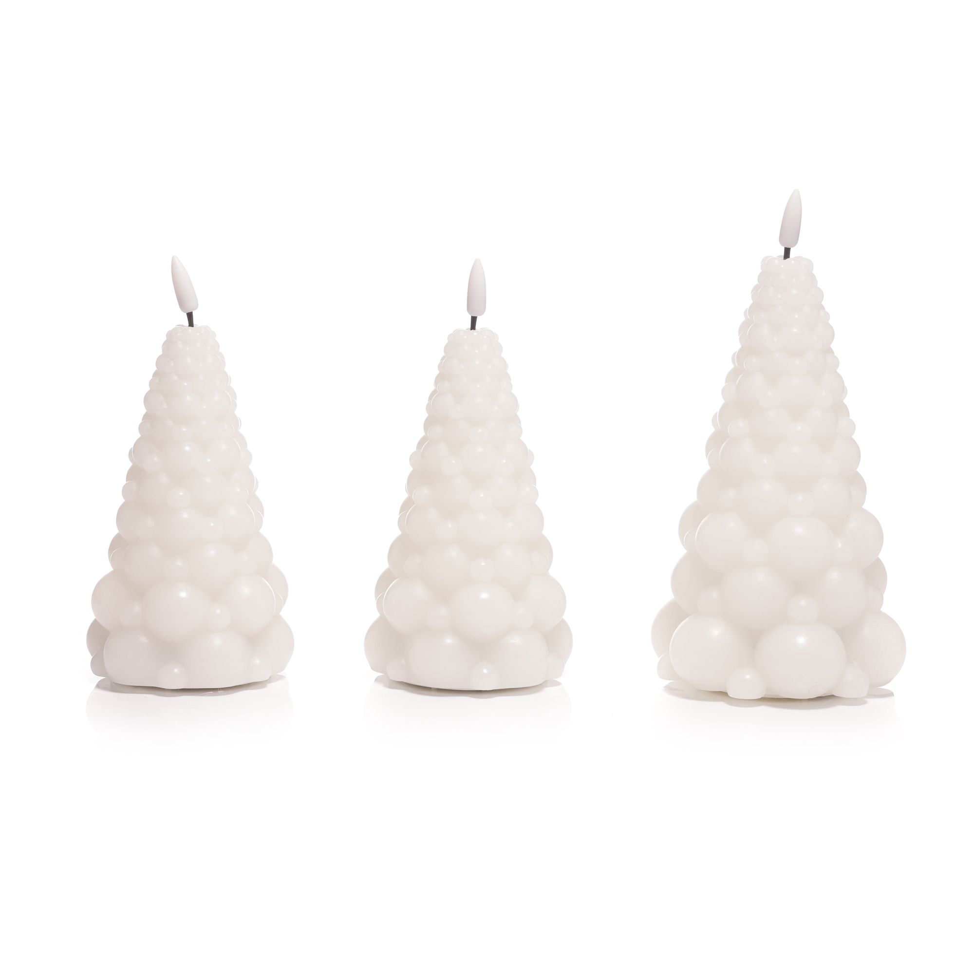 ELAMBIA 3 LED-Kerzen Kugel-Tannenbaum 5h-Timerfunktion Höhe 17cm & 20cm