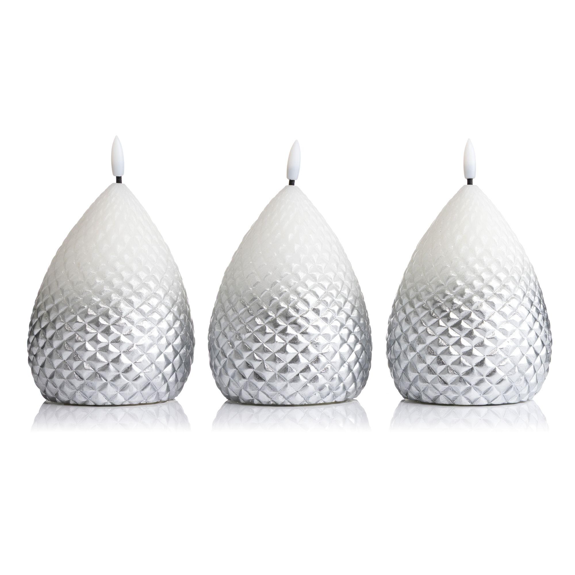ELAMBIA 3 LED-Kerzen Tannenzapfen-Form Flamme Luma, Timer Höhe 13cm