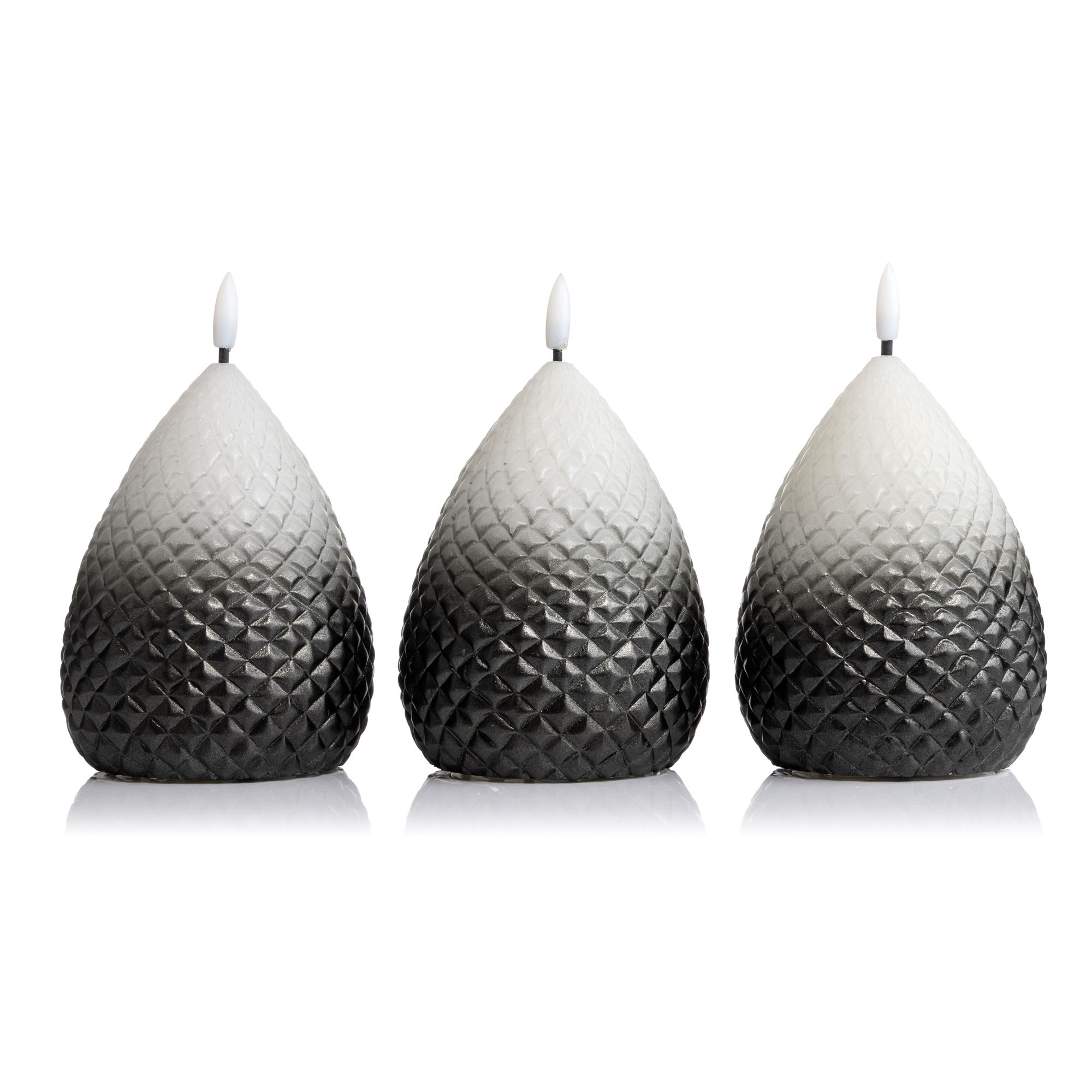 ELAMBIA 3 LED-Kerzen Tannenzapfen-Form Flamme Luma, Timer Höhe 13cm