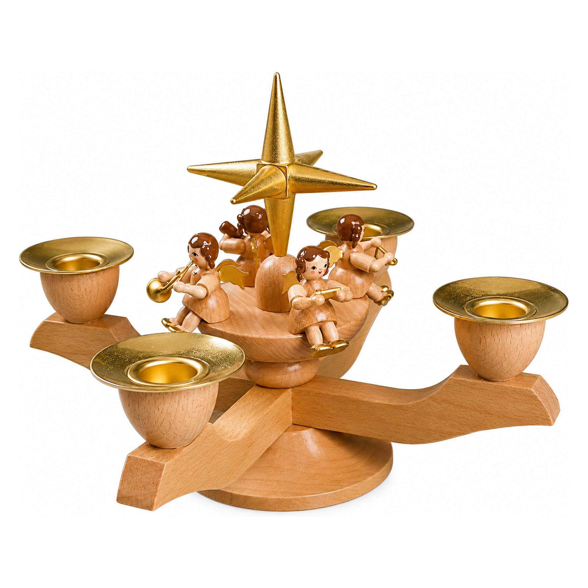 GLÄSSER SEIFFEN Adventsleuchter Engelsfiguren inkl. 4 Kerzen H. 12cm, B. 15cm