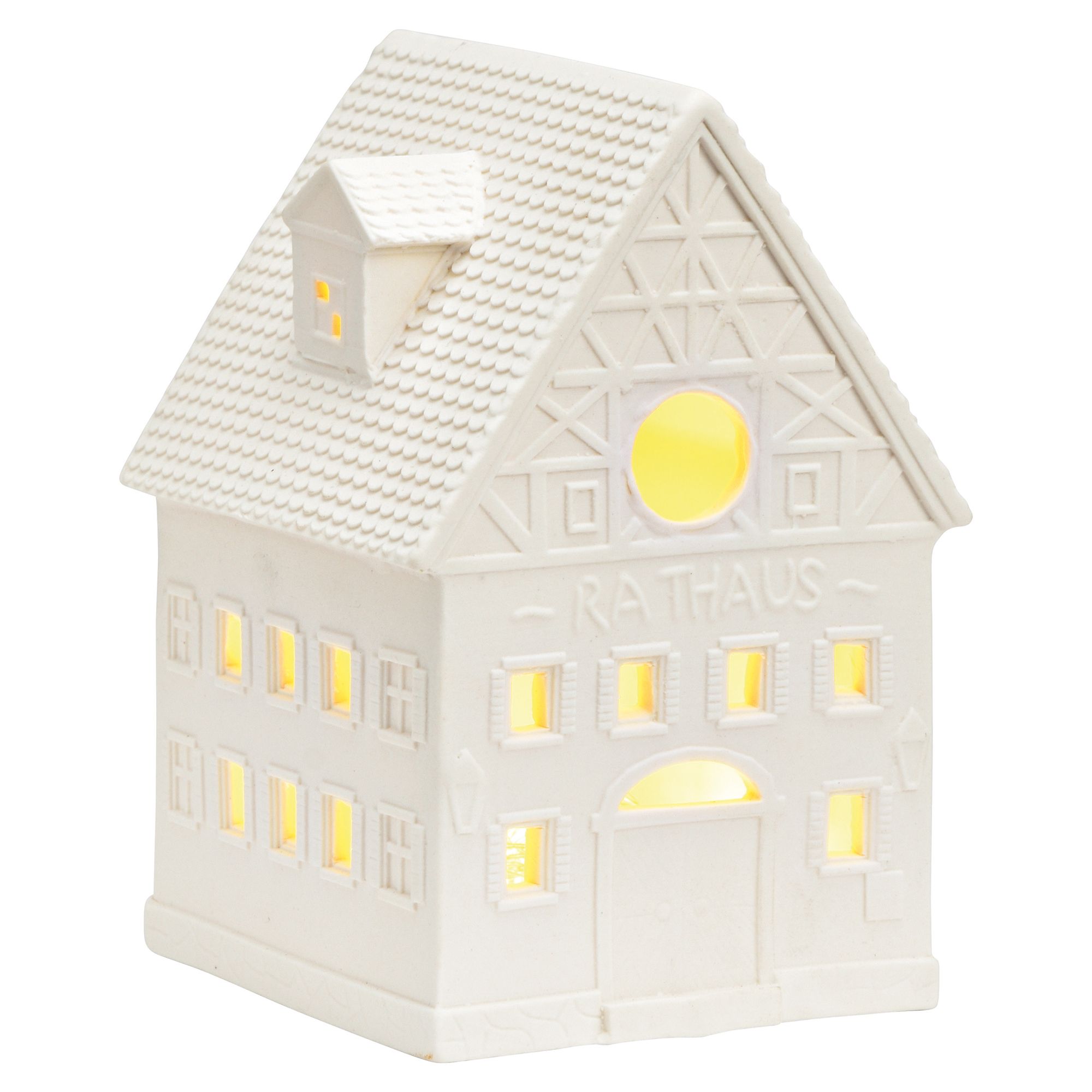  WURM Lichthaus Rathaus aus Porzellan ca. 8x12x8cm