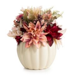 LUMIDA Flora künstliches Gesteck Designvase LEDs, Timer Höhe 33cm, Ø 40cm