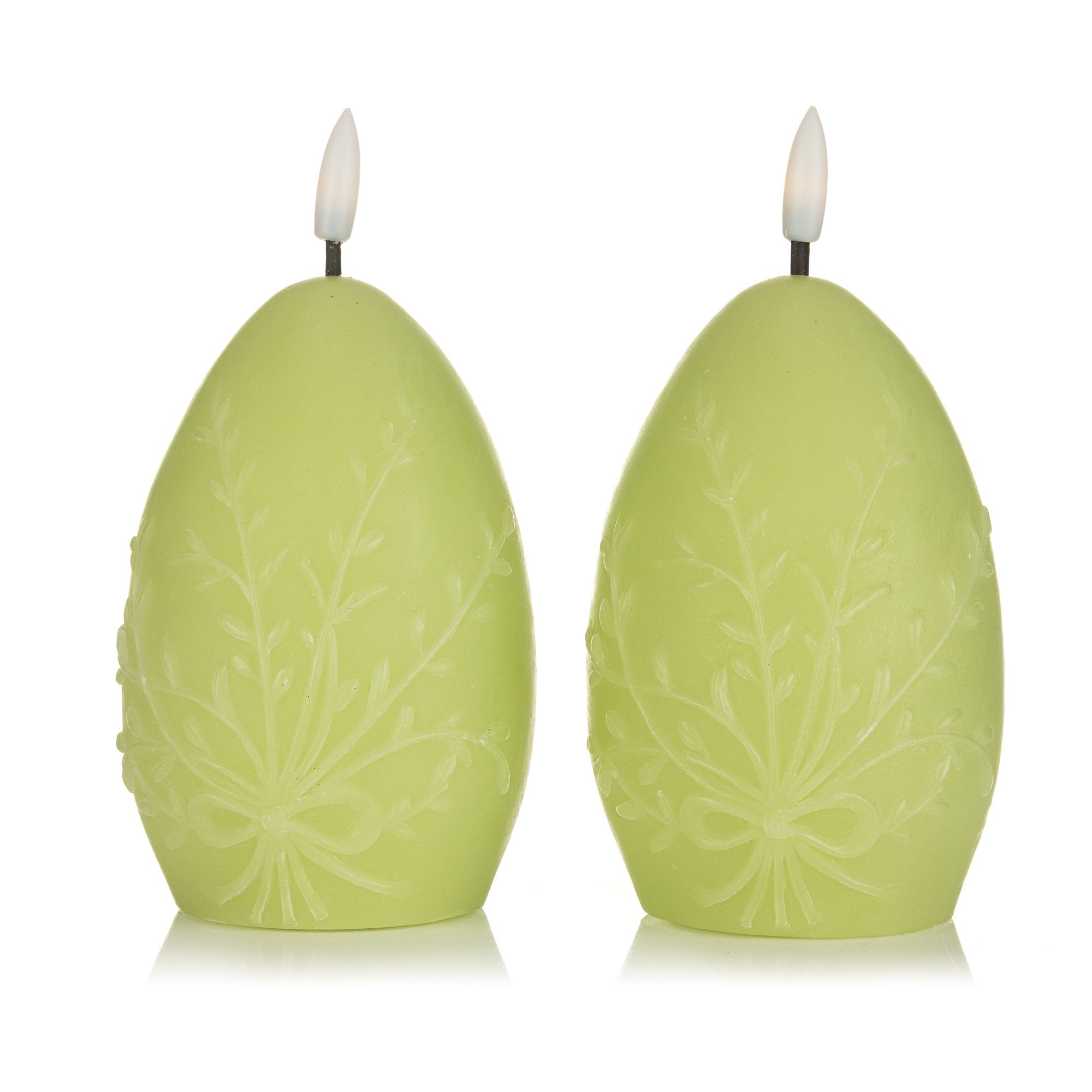 ELAMBIA 2 LED-Eierkerzen 3D-Design Osterzweige Flamme Luma, Timer Höhe 12cm