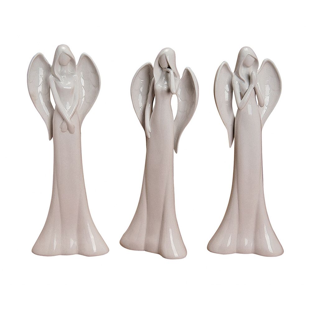 WURM Deko-Engel aus Pozellan 3 Stück ca. 14x37x6cm