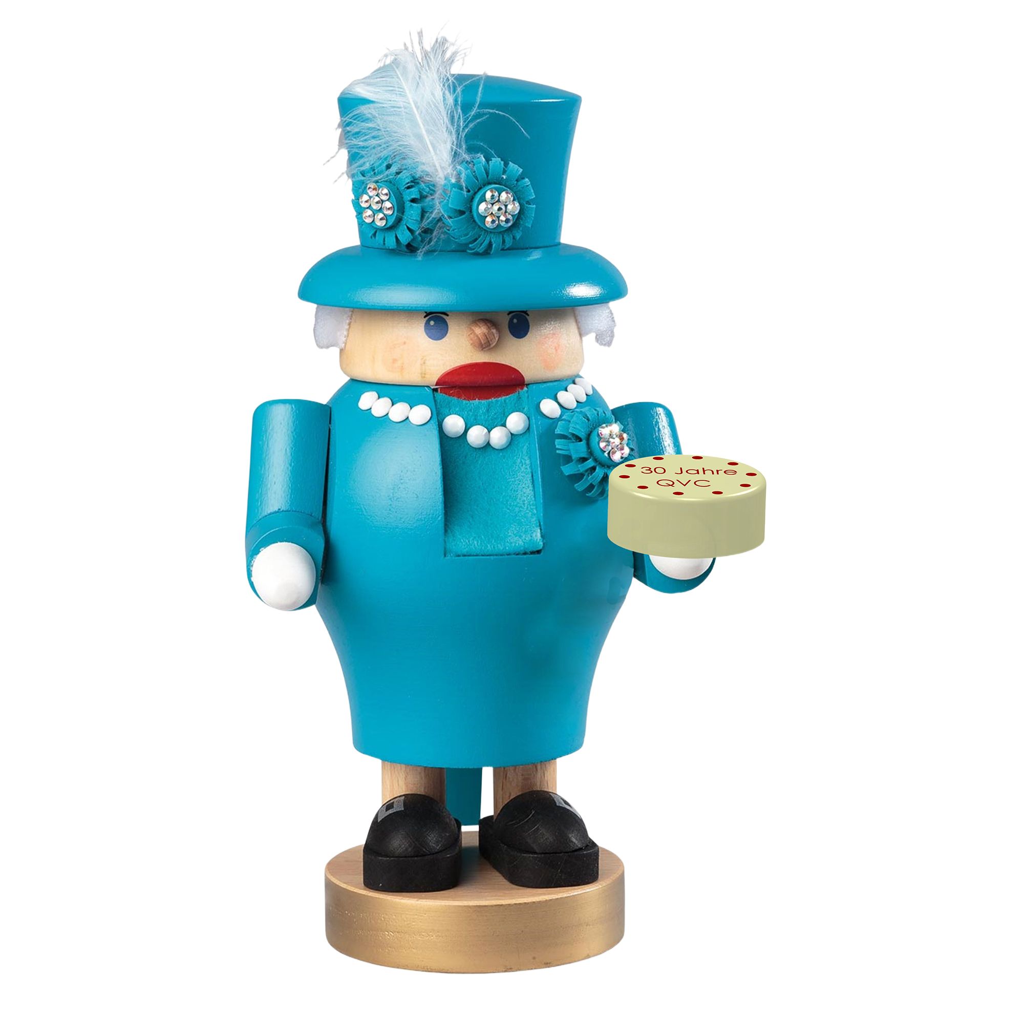 GLÄSSER SEIFFEN Nussknacker Queen mit Torte Edition 30 Jahre QVC Höhe 20cm