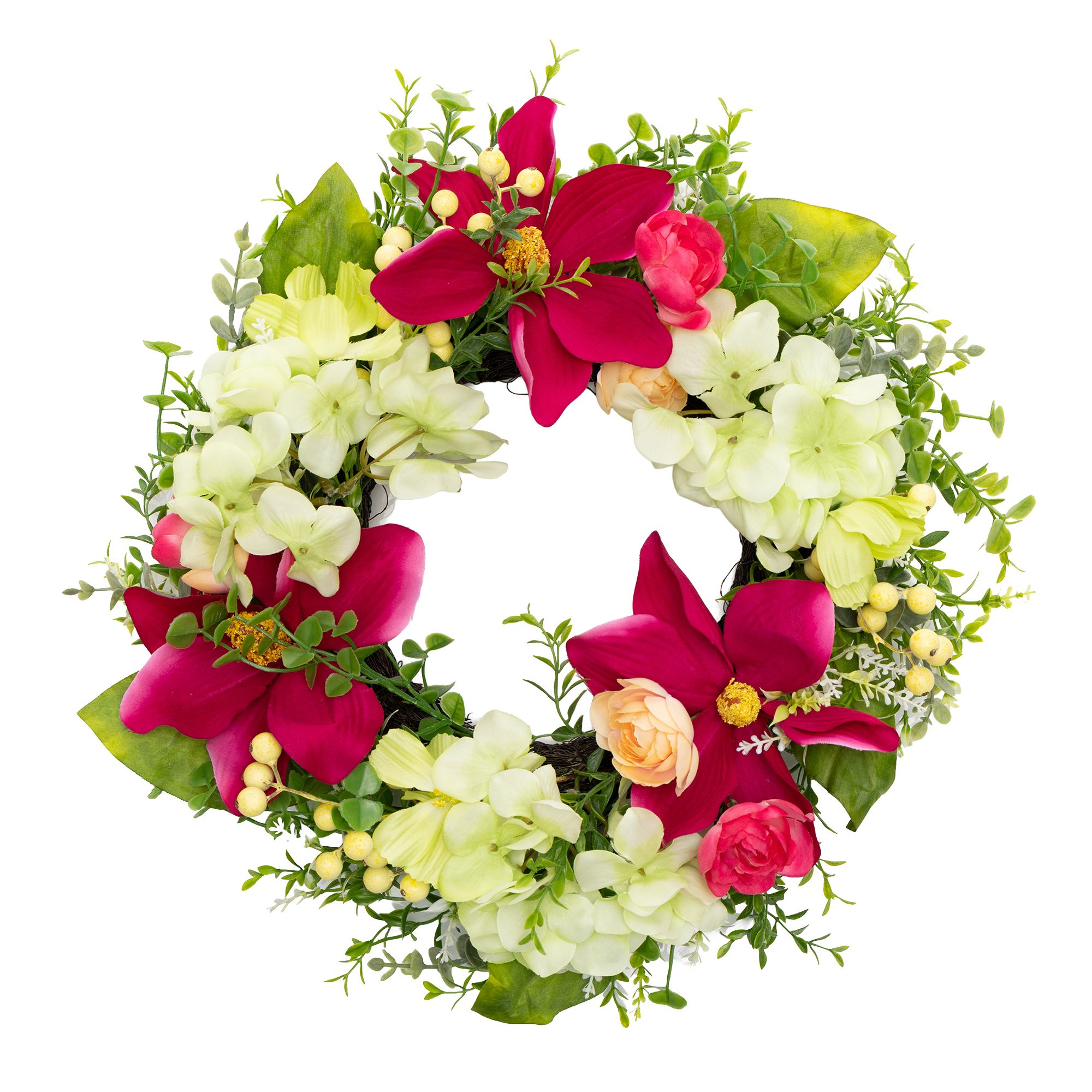 ABELLA Flora künstl. Blumenkranz Pink- & Grüntöne Ø 41cm