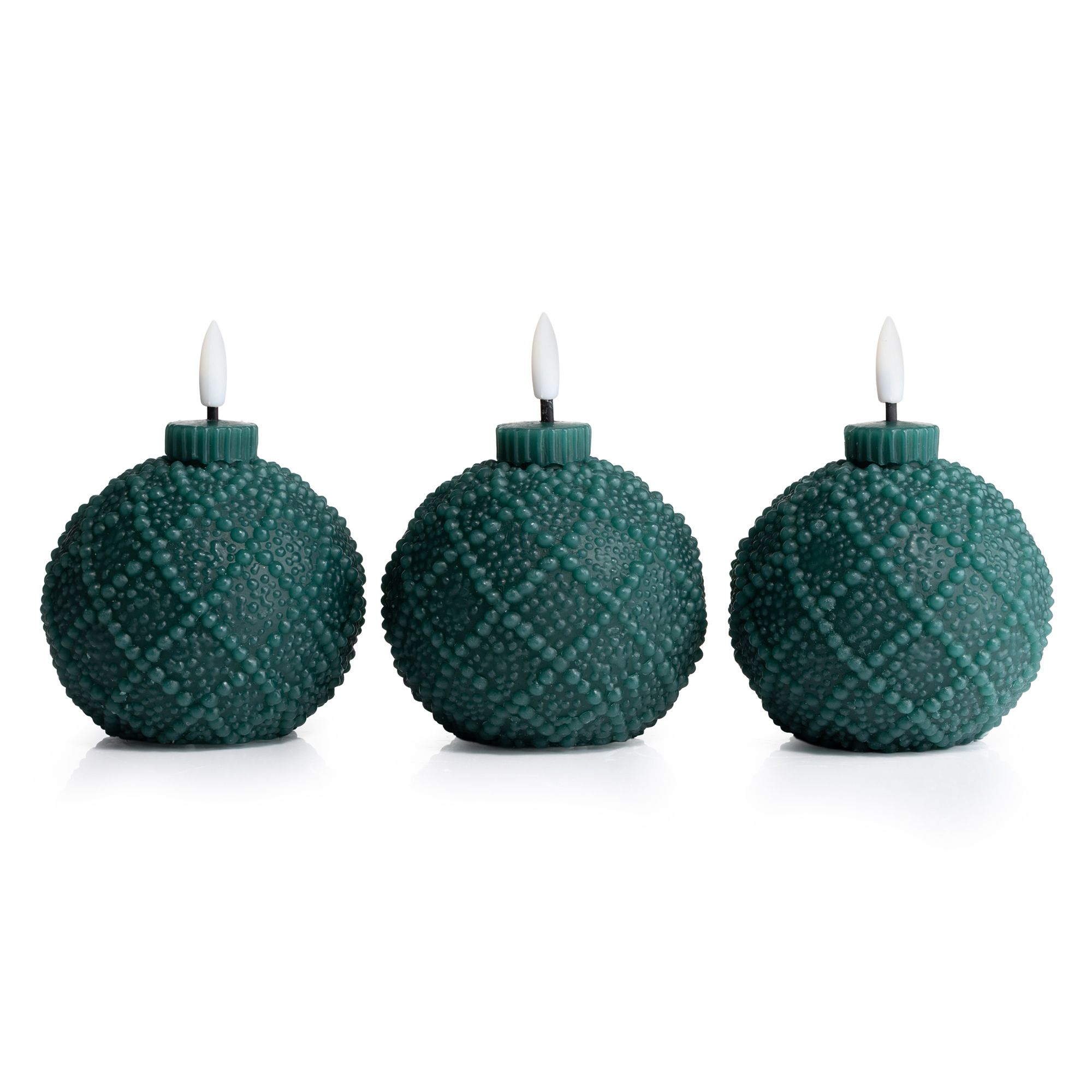 ELAMBIA 3 LED-Kerzen Weihnachtskugel-Form Flamme Luma, Timer Ø 9cm