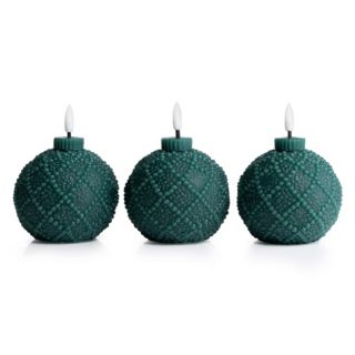 ELAMBIA 3 LED-Kerzen Weihnachtskugel-Form Flamme Luma, Timer Ø 9cm