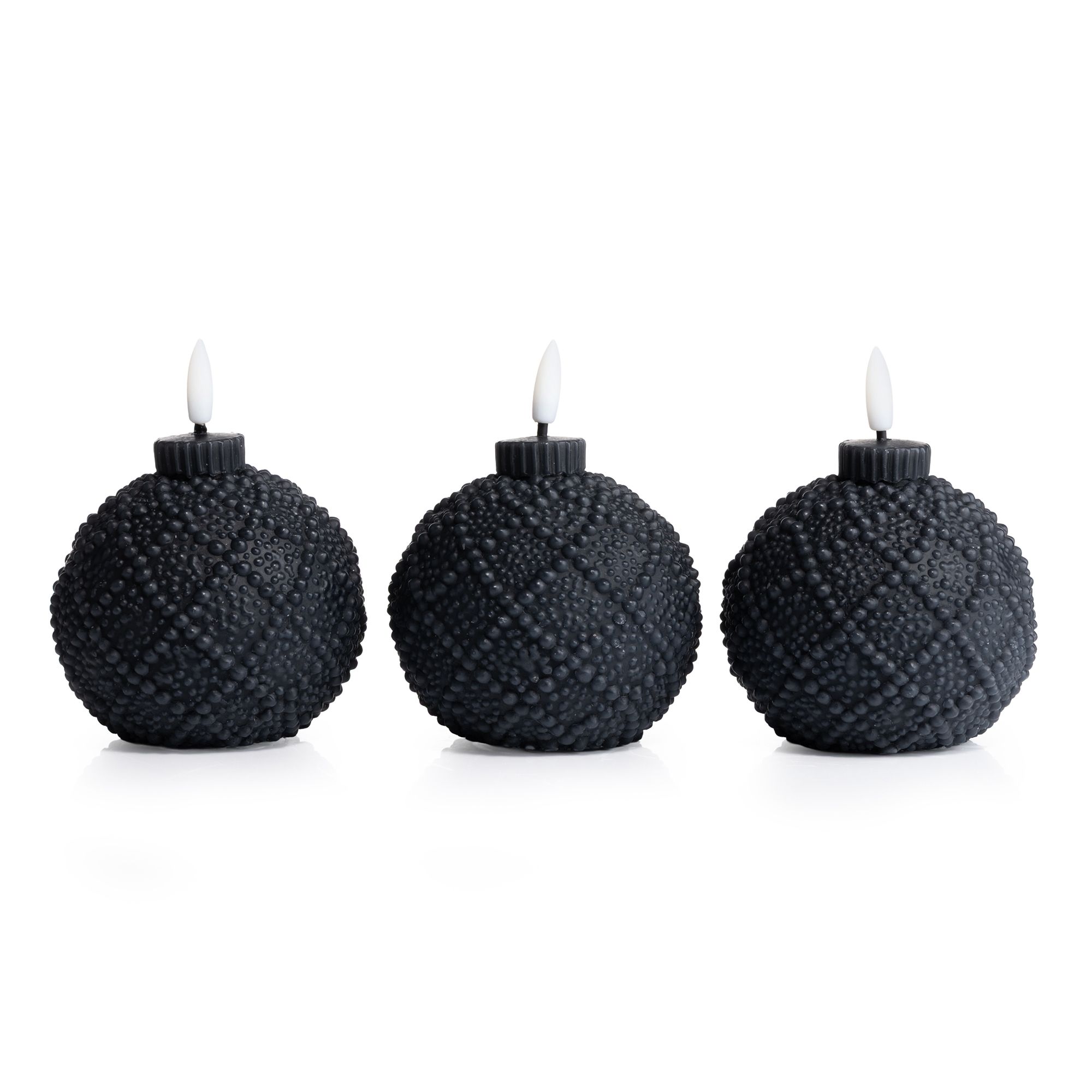 ELAMBIA 3 LED-Kerzen Weihnachtskugel-Form Flamme Luma, Timer Ø 9cm