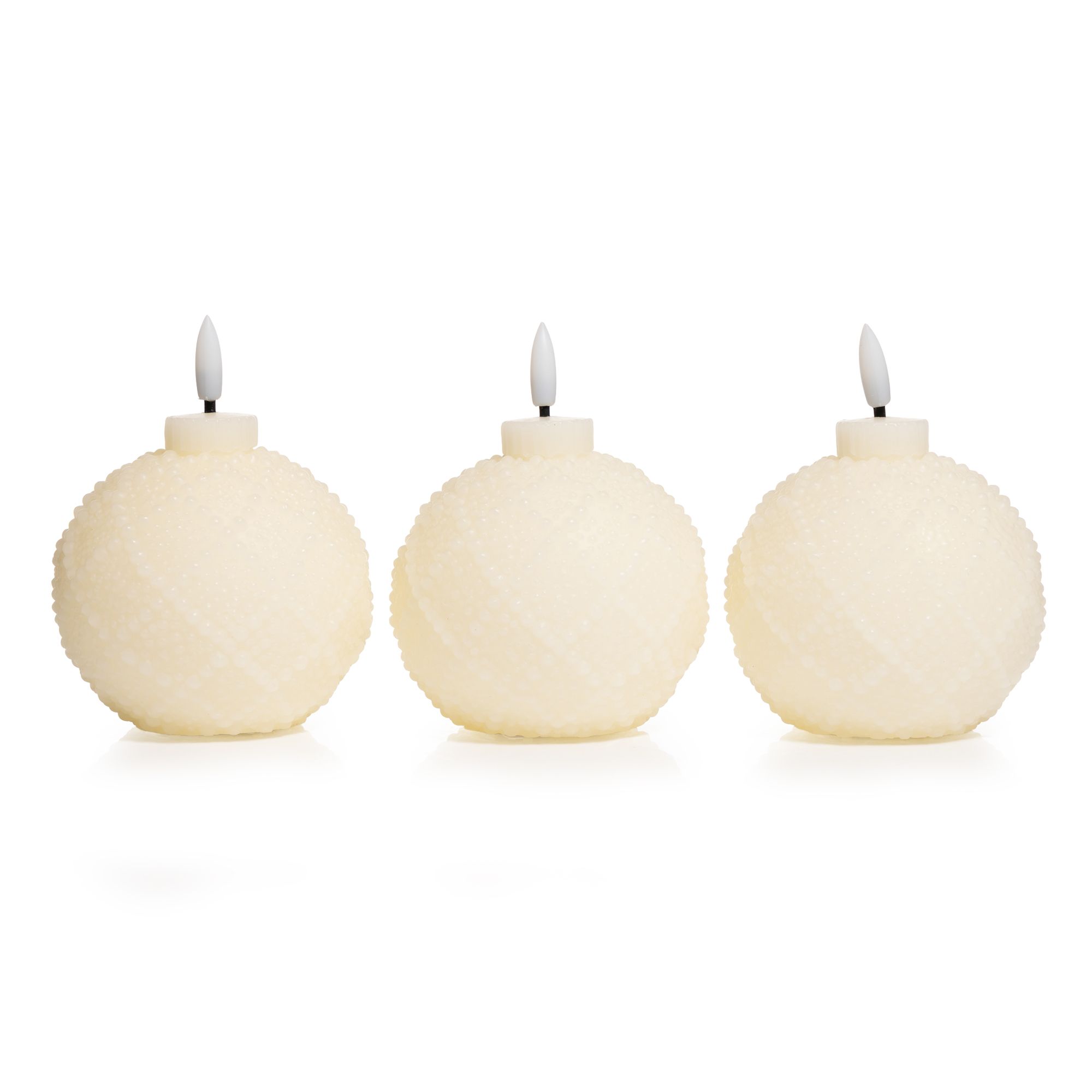 ELAMBIA 3 LED-Kerzen Weihnachtskugel-Form Flamme Luma, Timer Ø 9cm