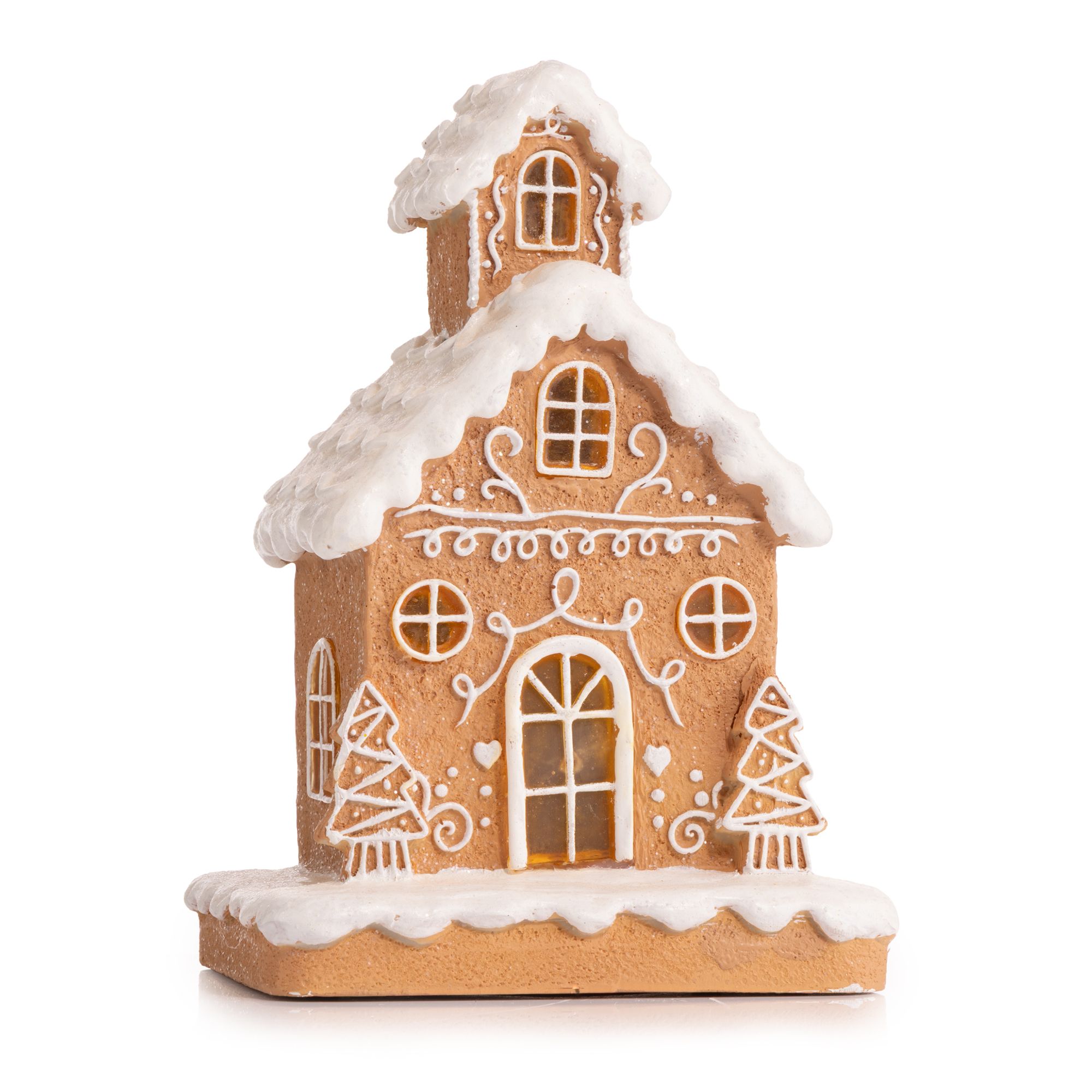 LUMIDA Xmas LED-Lebkuchenhaus Glitzerdesign 4 LEDs, Timer Größenauswahl