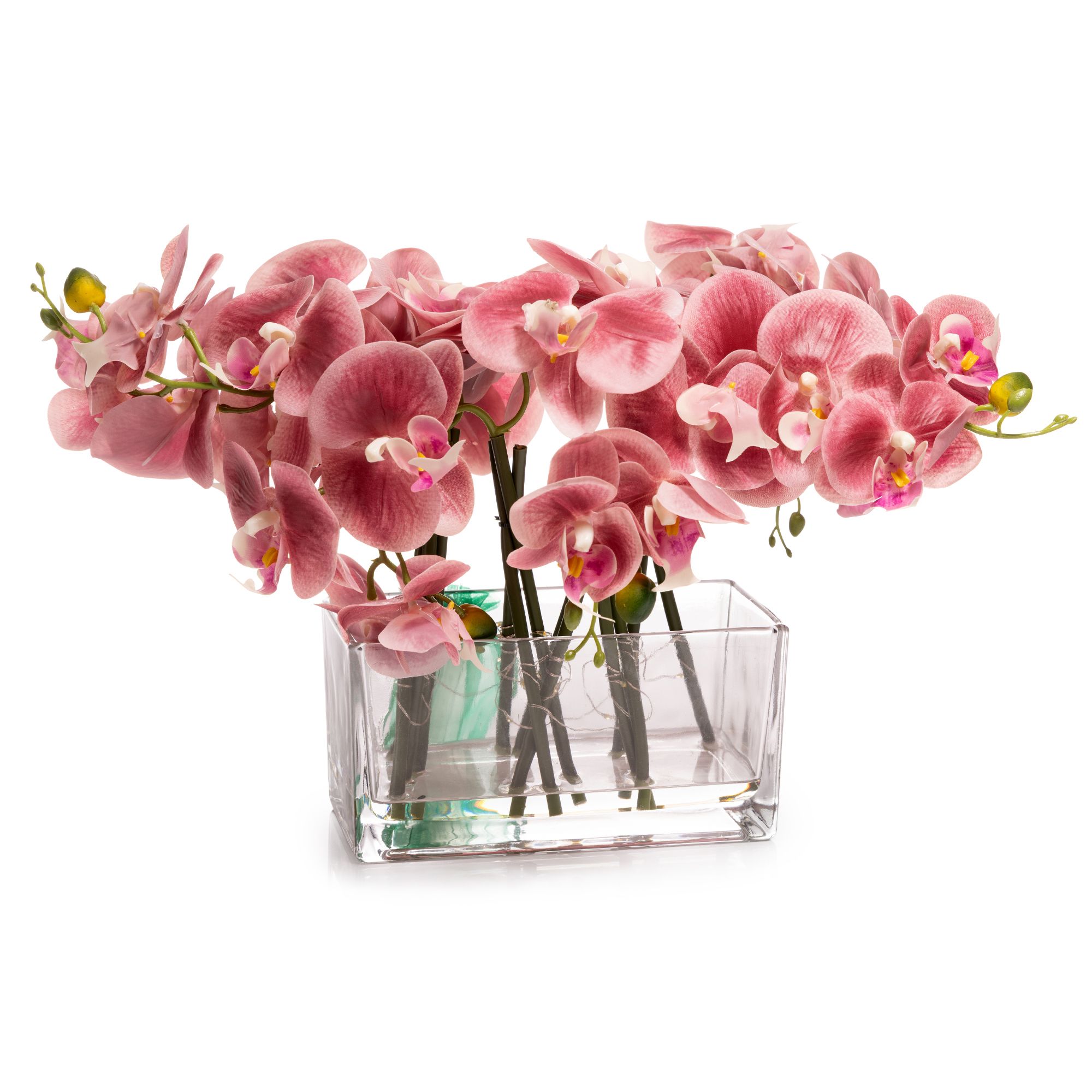 LUMIDA Flora künstl. Orchideen Phalaenopsis-Stiele in Glasvase Höhe ca. 40cm