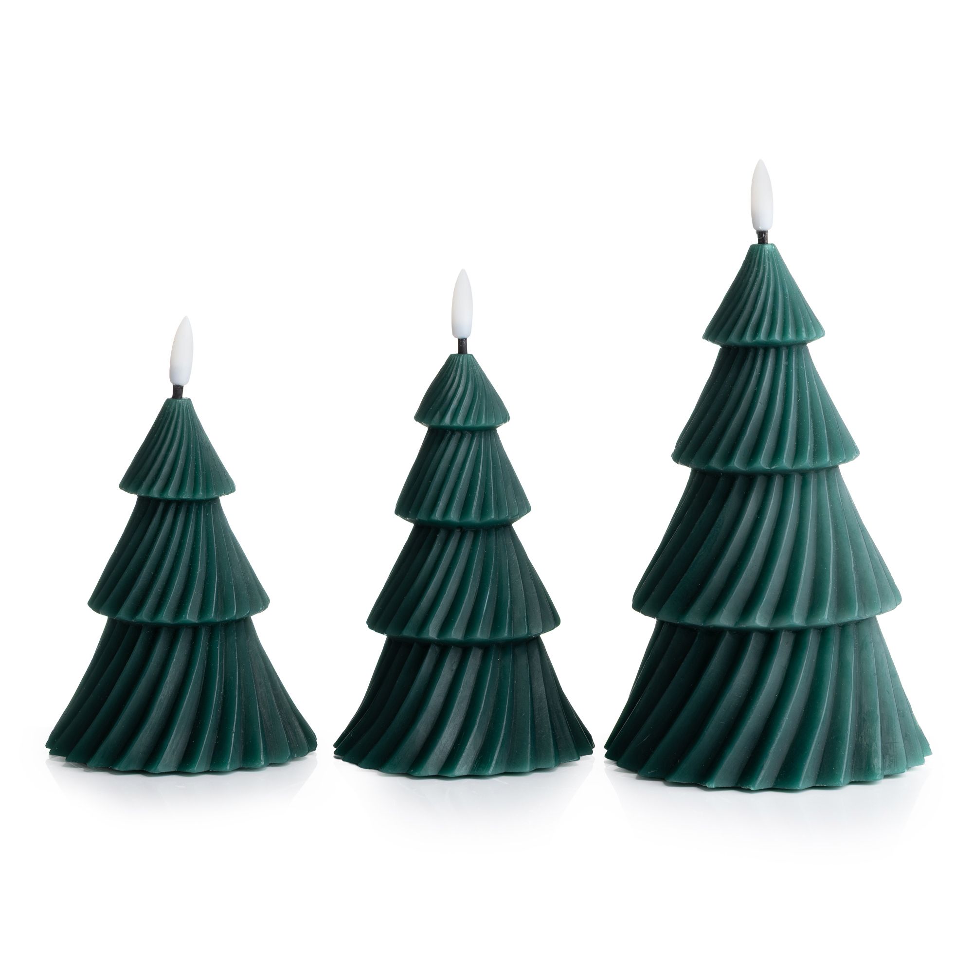  ELAMBIA 3 LED-Figurenkerzen Weihnachtsbaum-Form Flamme Luma, Timer H 16 & 17,5 & 22,5cm