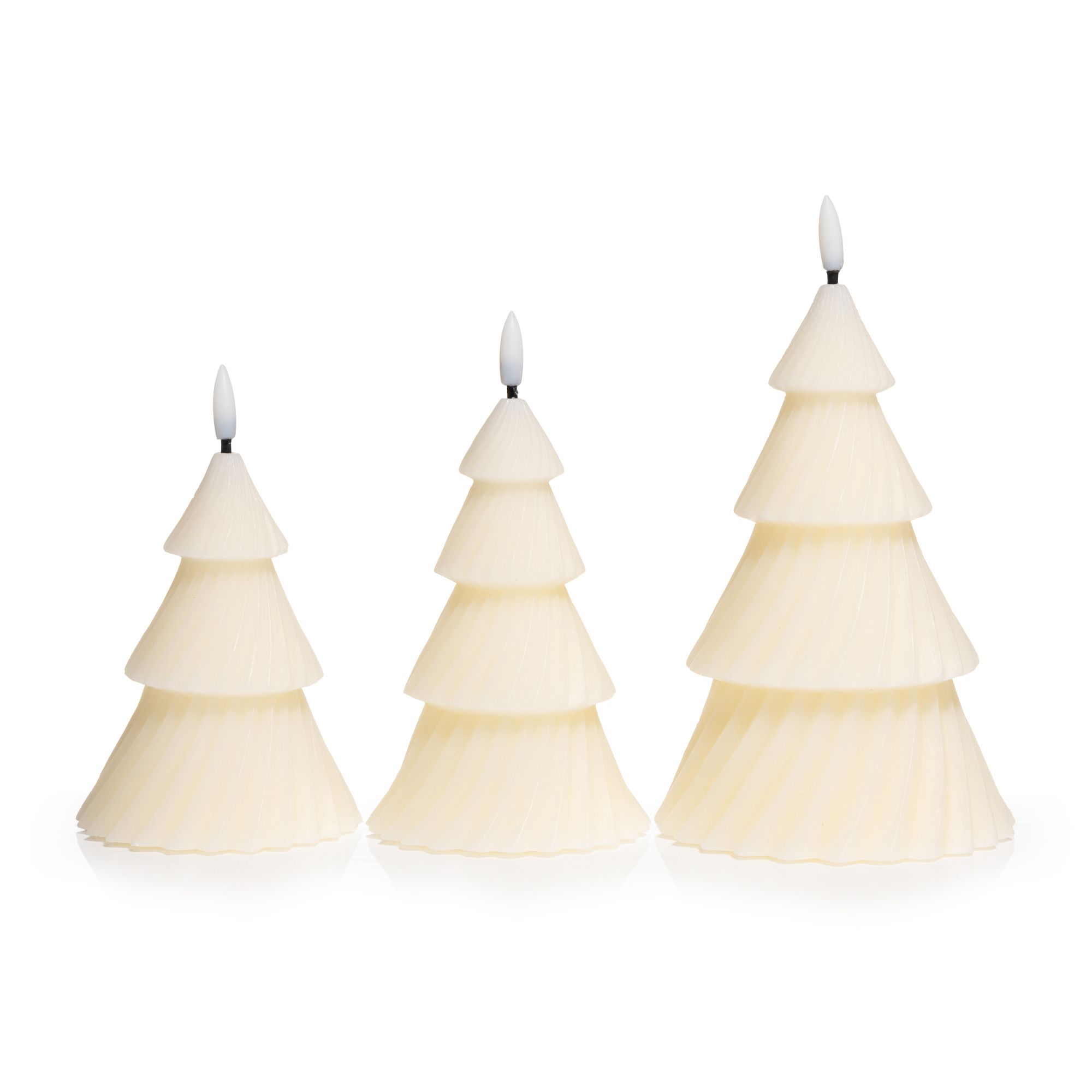 ELAMBIA 3 LED-Figurenkerzen Weihnachtsbaum-Form Flamme Luma, Timer H 16 & 17,5 & 22,5cm