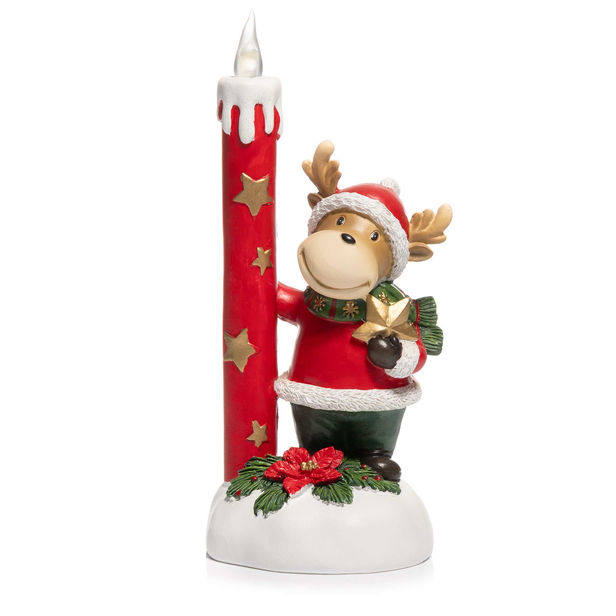 LUMIDA Xmas LED-Kerze mit Weihnachtsfigur 6h-Timerfunktion Höhe 23cm