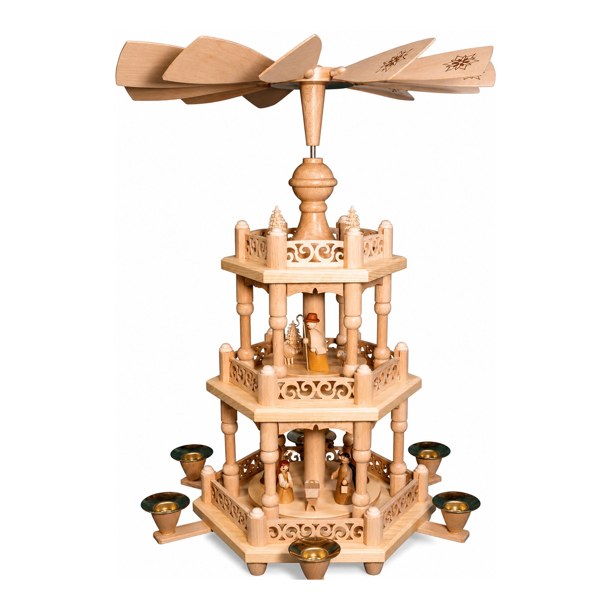 GLÄSSER SEIFFEN Holzpyramide Christi Geburt inkl. Kerzen Made in Germany