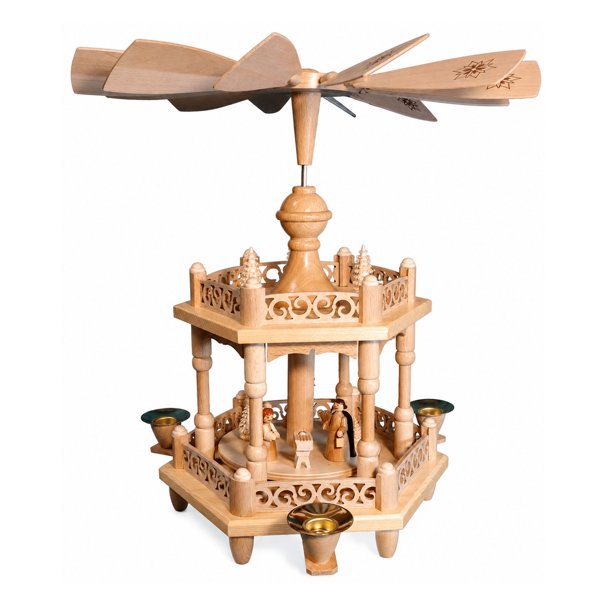 GLÄSSER SEIFFEN Holzpyramide Christi Geburt inkl. Kerzen Made in Germany