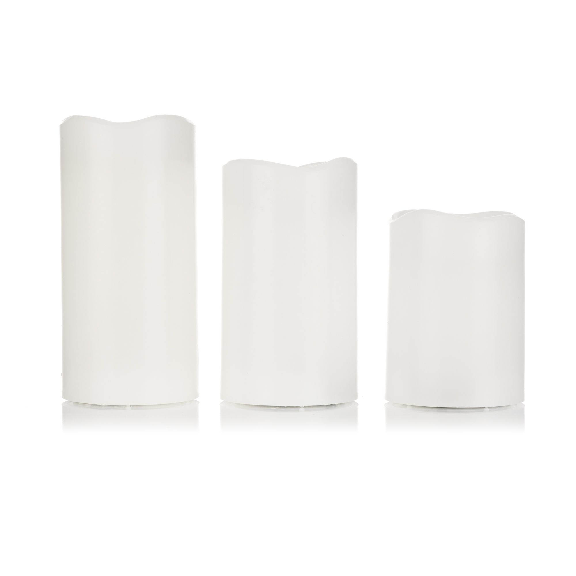 ELAMBIA 3 LED-Kerzen uni, schwarzer Docht 5h-Timerfunktion Höhe 10, 12,5 & 15cm