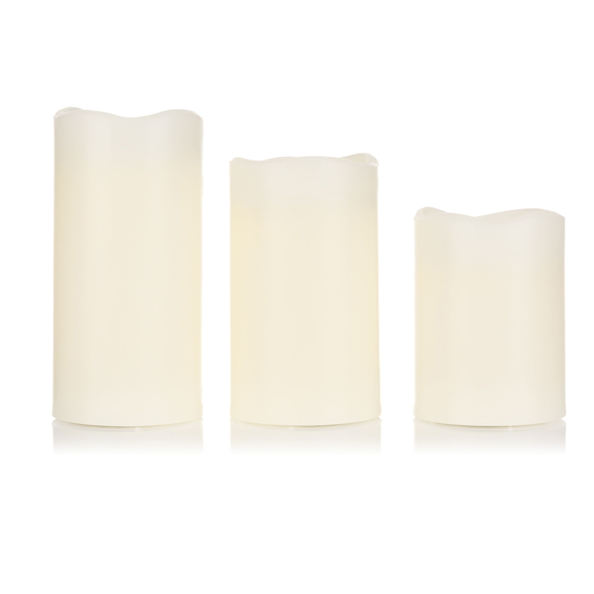 ELAMBIA 3 LED-Kerzen uni, schwarzer Docht 5h-Timerfunktion Höhe 10, 12,5 & 15cm