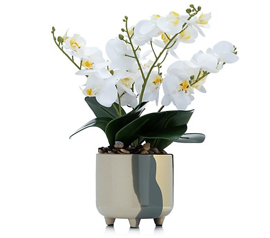 ABELLA Flora Orchidee Designtopf black & gold Höhe ca. 35cm