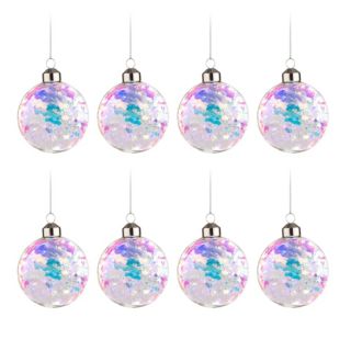 ABELLA Xmas 8 Weihnachtskugeln Glitterfüllung irrisierend Ø 10cm