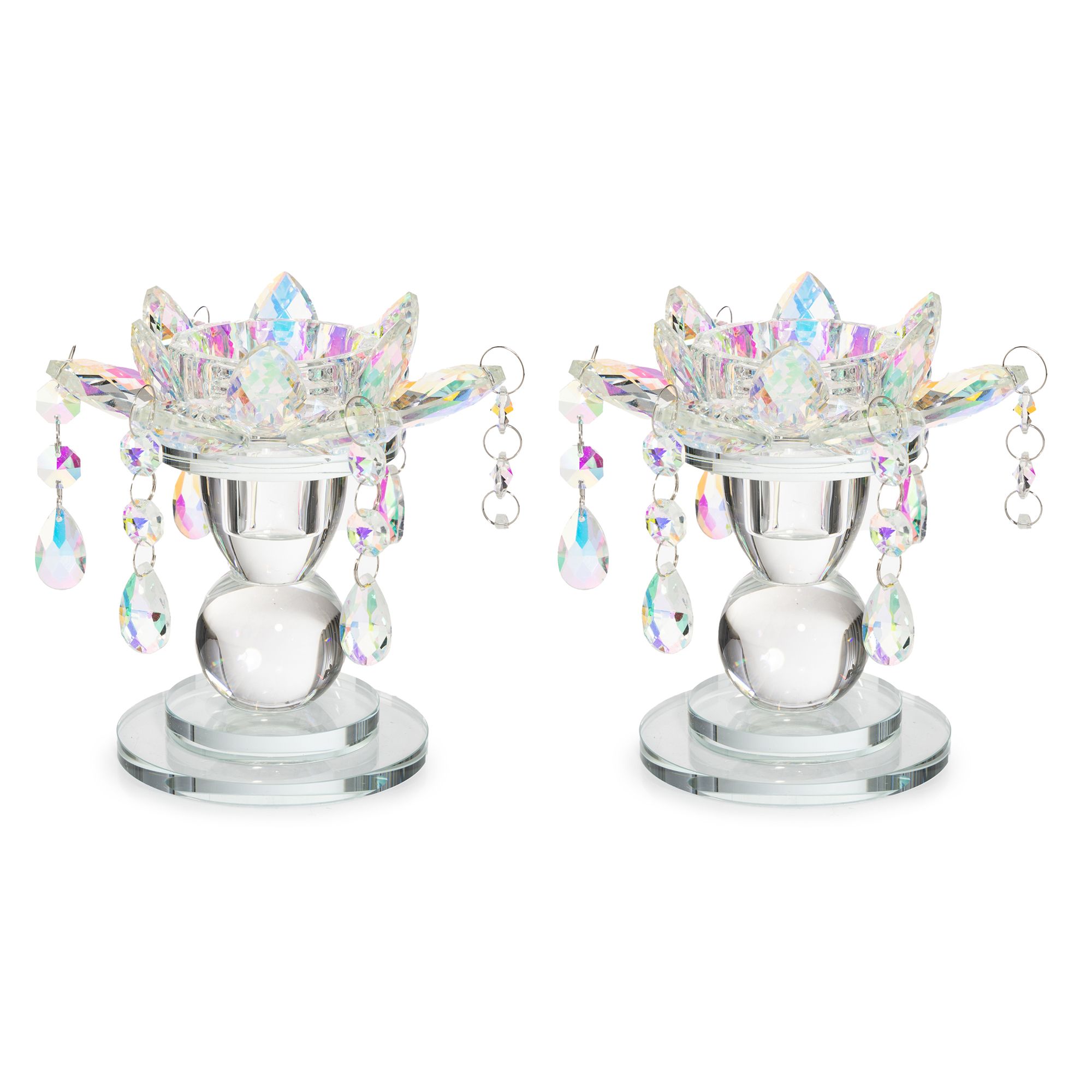 ELAMBIA 2 Kerzenhalter Kristallglas-Optik Ø 14,8cm, Höhe 14,5cm Ø innen ca. 5,1cm