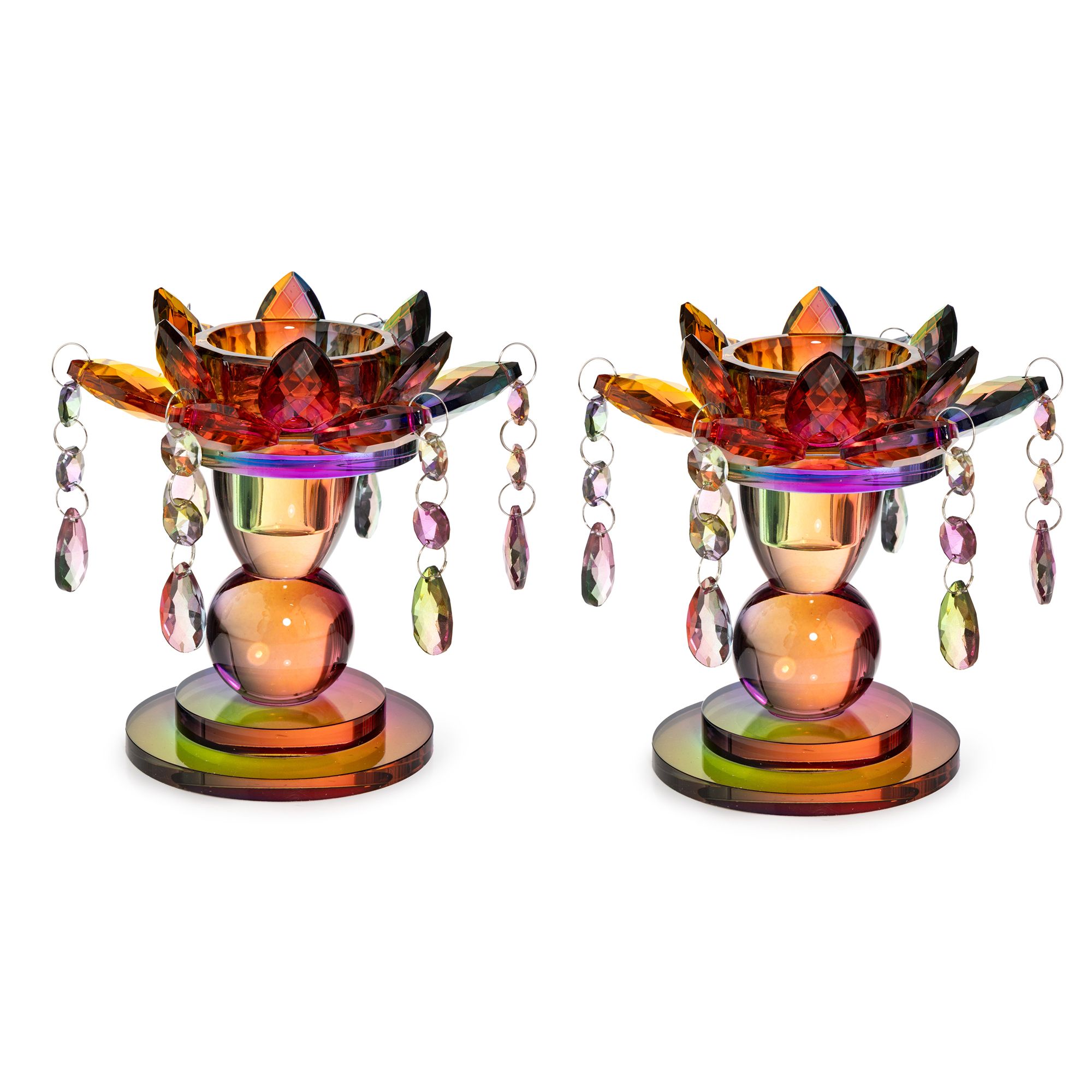 ELAMBIA 2 Kerzenhalter Kristallglas-Optik Ø 14,8cm, Höhe 14,5cm Ø innen ca. 5,1cm