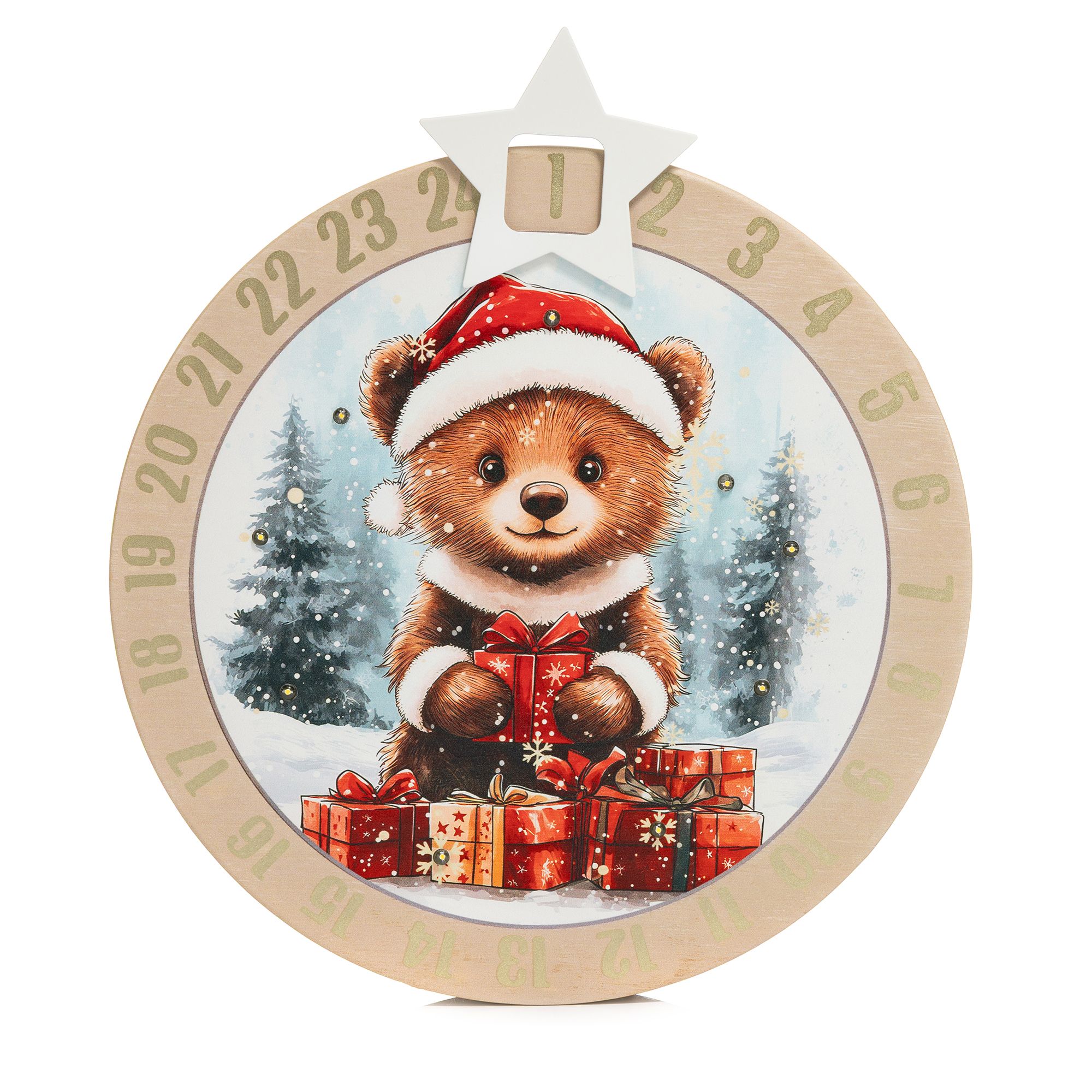 LUMIDA Xmas LED-Wanddekoration Adventskalender 6h-Timerfunktion Ø 27cm