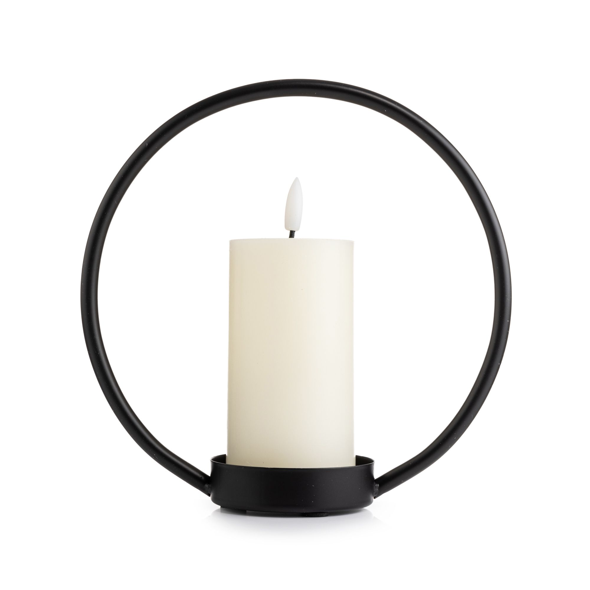 ELAMBIA LED-Kerze Metall-Halter matt Flamme Luma, Timer Höhe 12,5cm, Ø 6cm