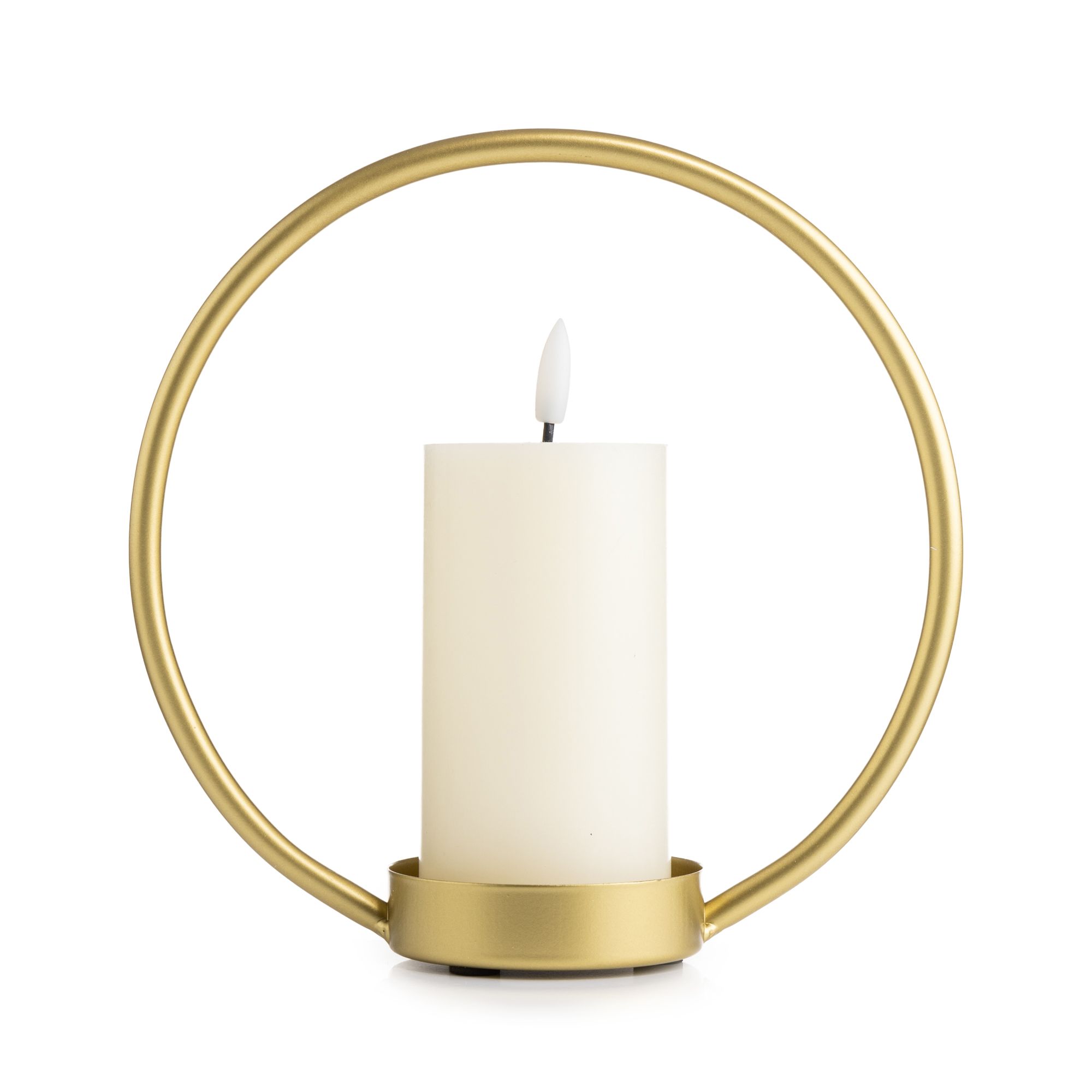 ELAMBIA LED-Kerze Metall-Halter matt Flamme Luma, Timer Höhe 12,5cm, Ø 6cm