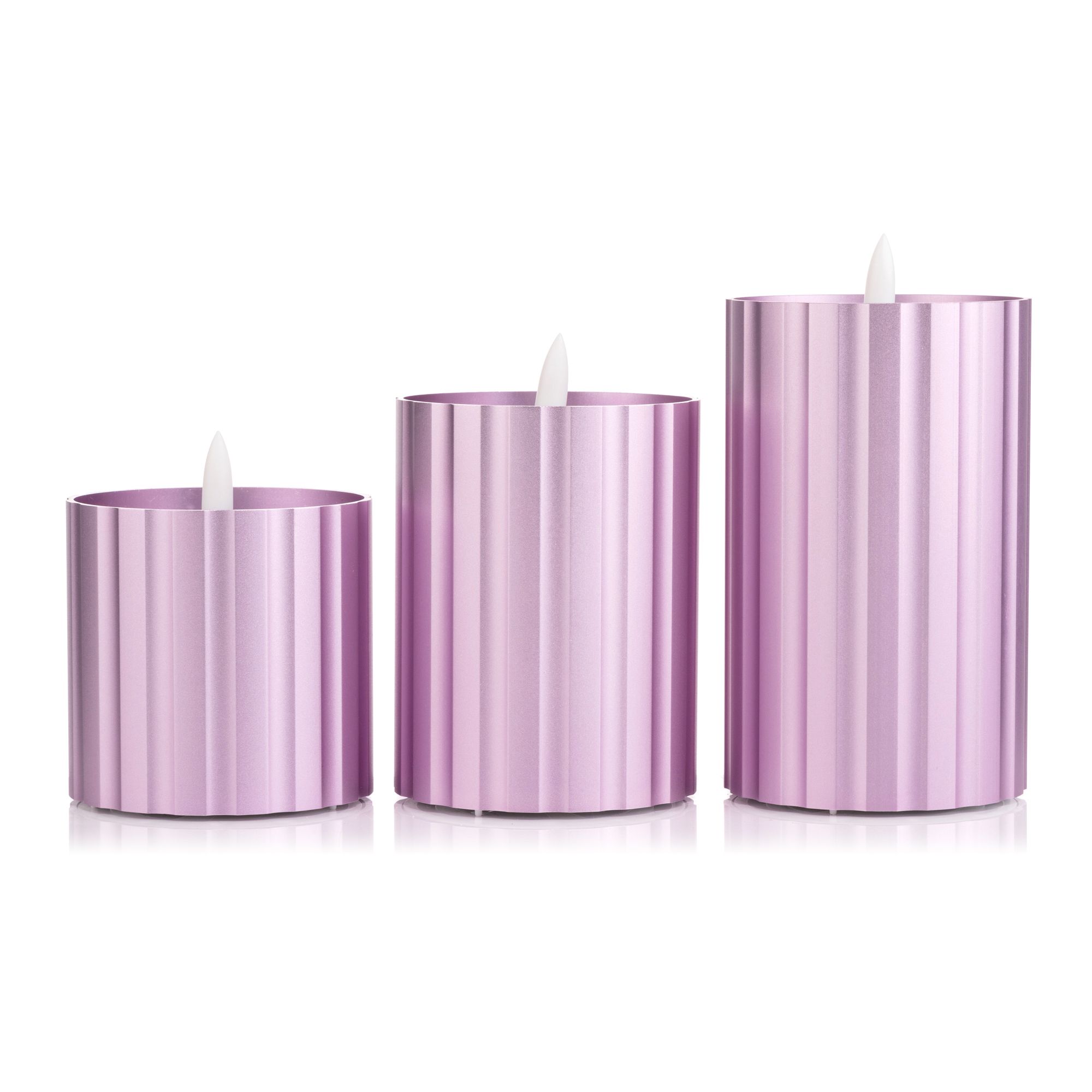 ELAMBIA 3 LED-Kerzen Aluminium-Körper Flamme Luma, Timer 600h Brenndauer