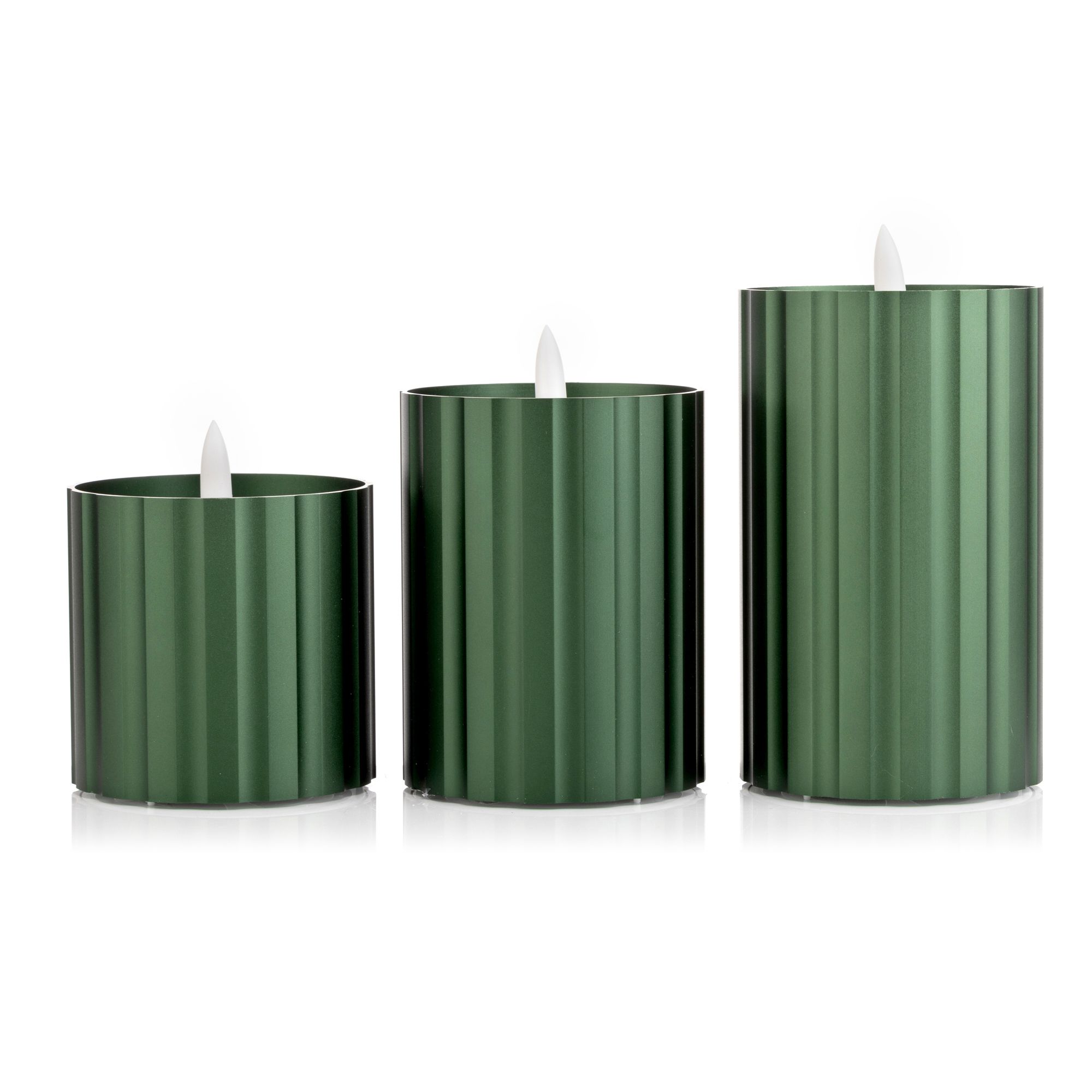 ELAMBIA 3 LED-Kerzen Aluminium-Körper Flamme Luma, Timer 600h Brenndauer