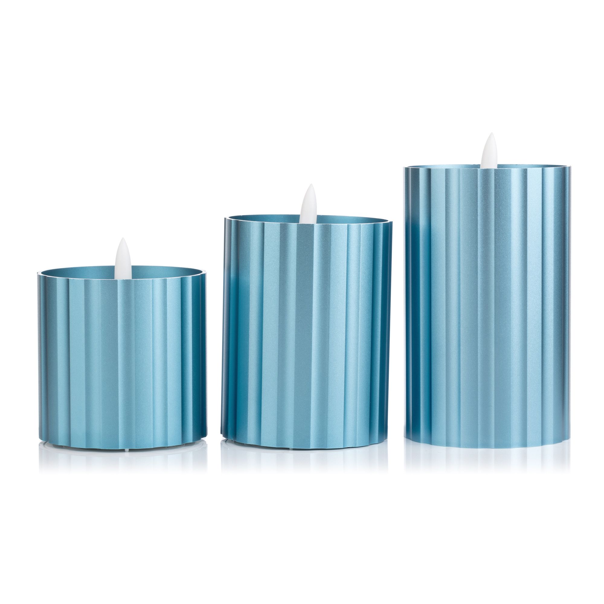 ELAMBIA 3 LED-Kerzen Aluminium-Körper Flamme Luma, Timer 600h Brenndauer