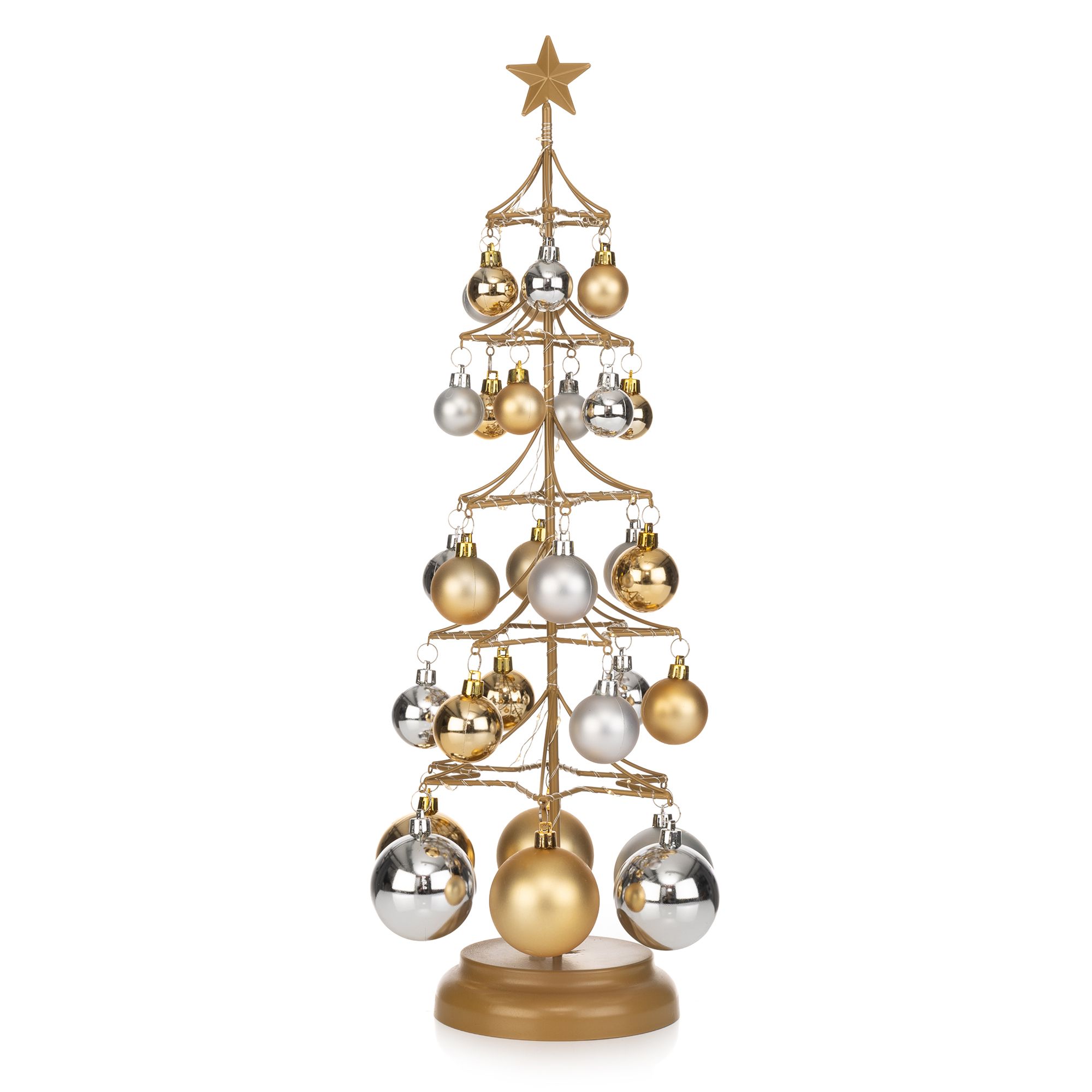 LUMIDA Xmas Deko-Kugelbaum Metall & Kunststoff 50 LEDs, Timer Höhe 54cm, Ø 15cm