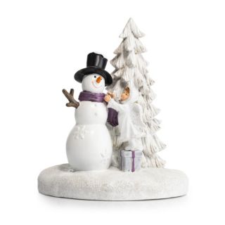 LUMIDA Xmas Schneemann-Szenerie inkl. 8 LEDs 6h-Timerfunktion Höhe 21cm, Ø 18cm