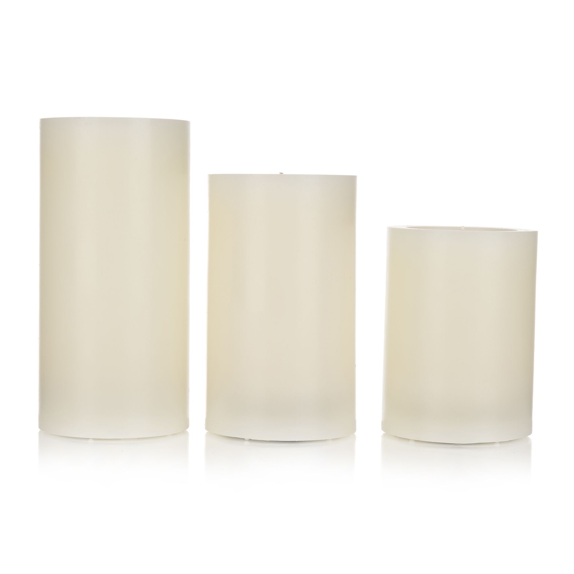 ELAMBIA 3 LED-Kerzen uni, Glimmdocht 5h-Timerfunktion Höhe 10, 12,5 & 15cm