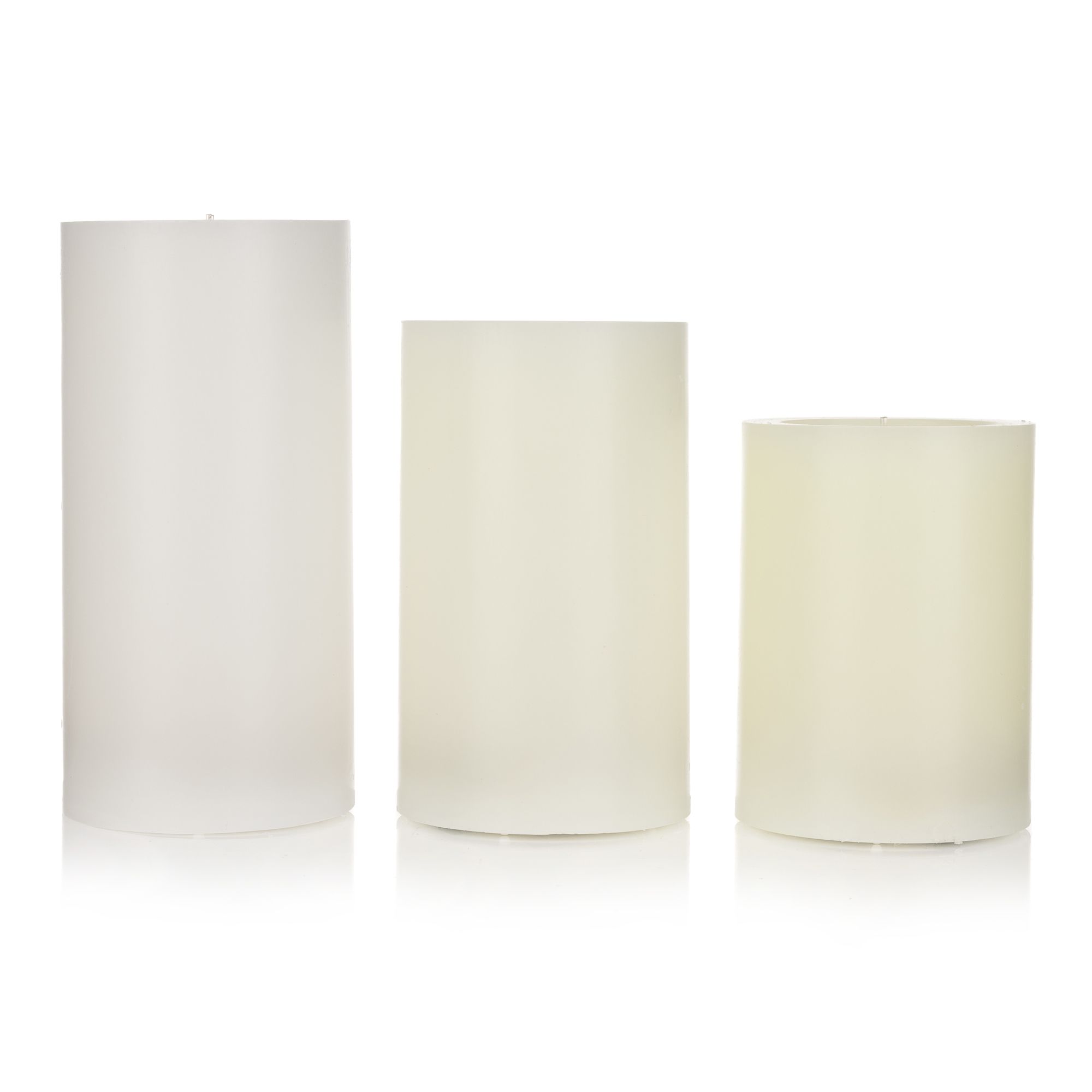 ELAMBIA 3 LED-Kerzen uni, Glimmdocht 5h-Timerfunktion Höhe 10, 12,5 & 15cm