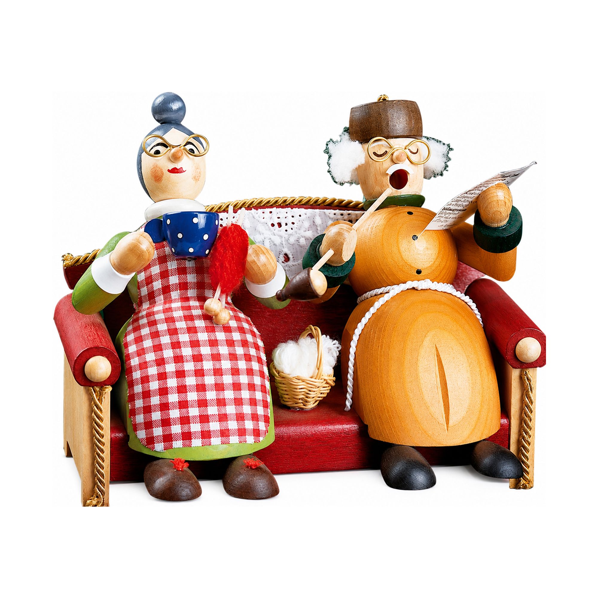 GLÄSSER SEIFFEN Räucher-Objekt Oma & Opa mit Sofa inkl. Räucherkerzen Höhe 13cm