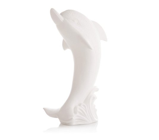 LUMIDA Ceramica Porzellanfigur Delfin LED-Beleuchtung 5h-Timerfunktion Höhe ca. 30 cm