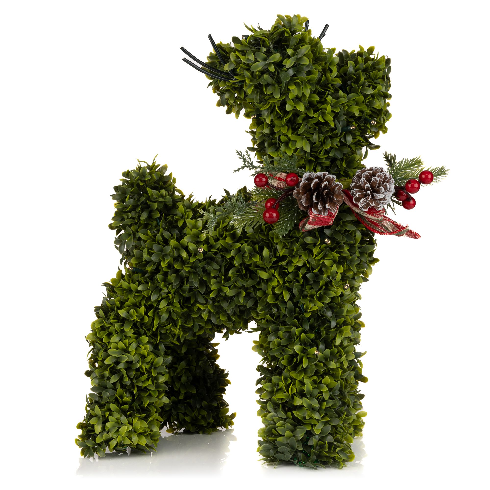 LUMIDA Flora künstl. Buchs-Reh inkl. Deko-Schleifen outdoorgeeignet Größenauswahl