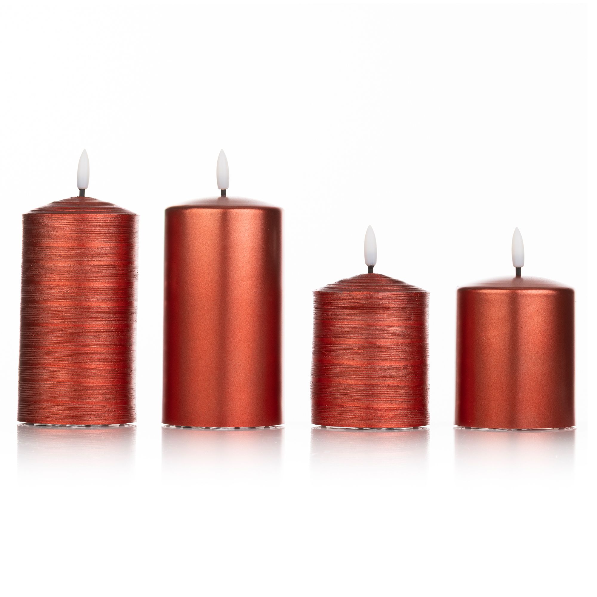 ELAMBIA 4 LED-Kerzen Metallic-Finish glänzend / matt Höhe 12,5cm & 17cm