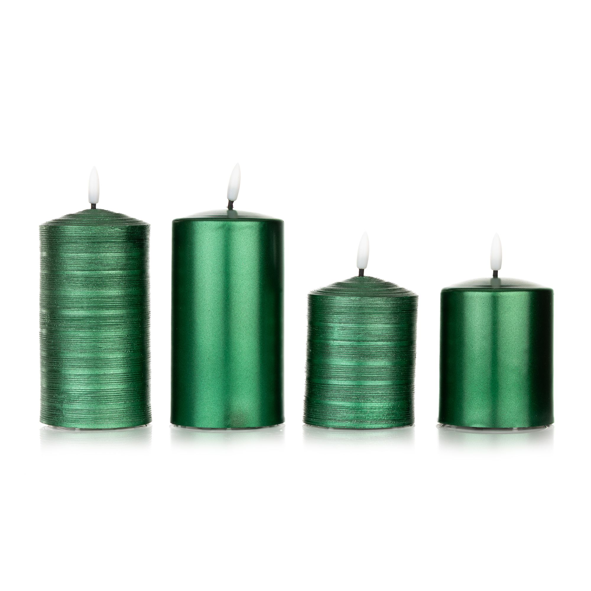 ELAMBIA 4 LED-Kerzen Metallic-Finish glänzend / matt Höhe 12,5cm & 17cm