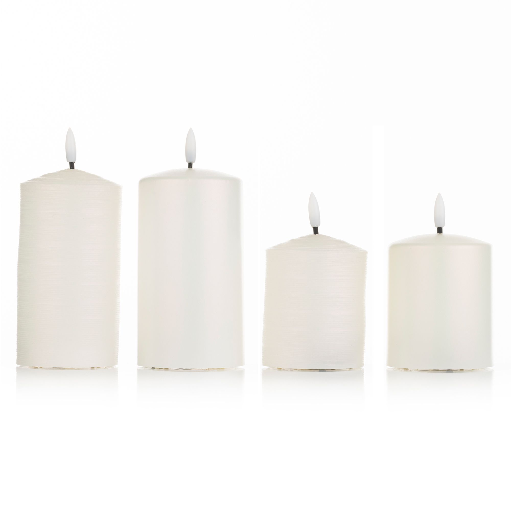 ELAMBIA 4 LED-Kerzen Metallic-Finish glänzend / matt Höhe 12,5cm & 17cm
