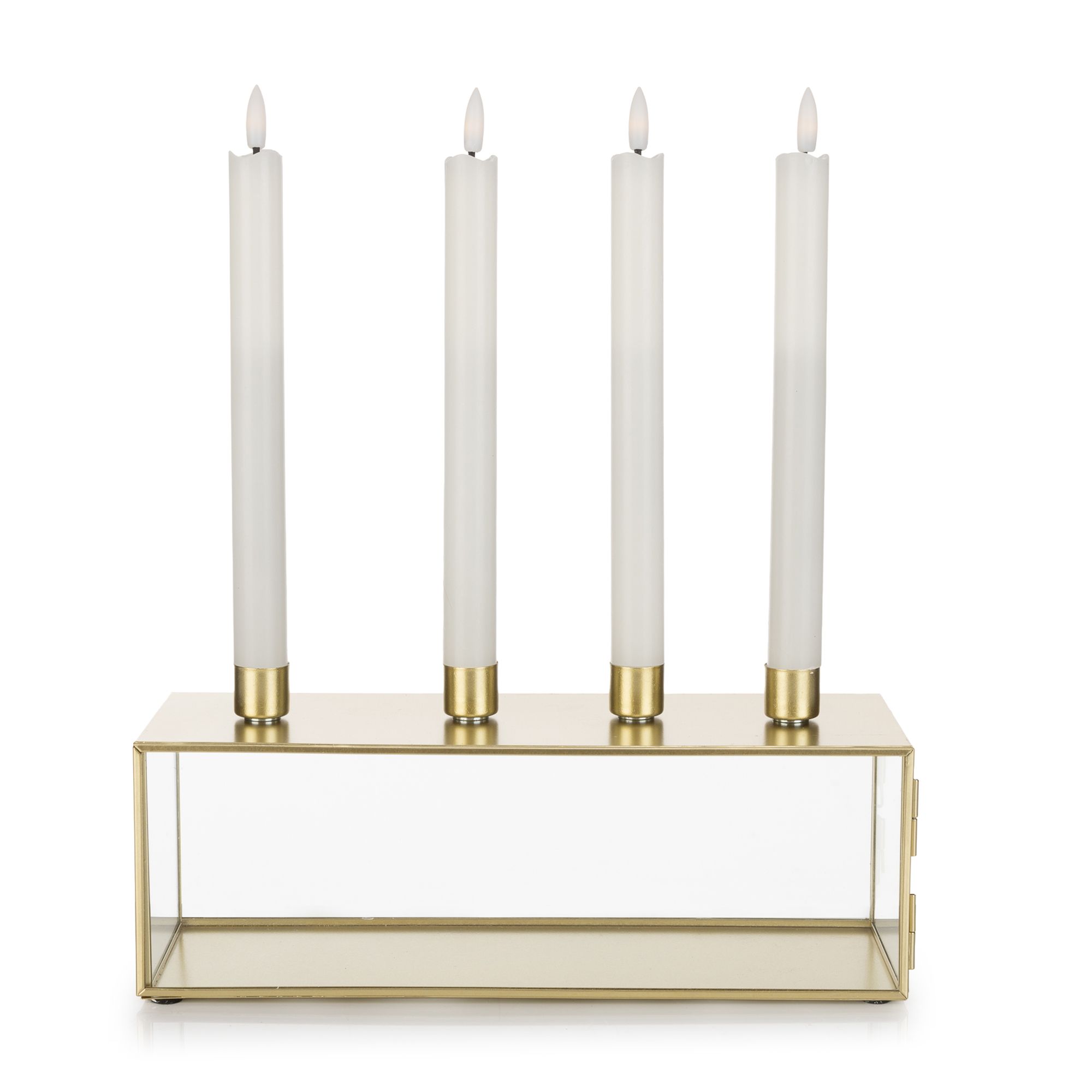 ELAMBIA 4 LED-Tafelkerzen inkl. Kerzenhalter Flamme Luma, Timer Höhe 24,5cm