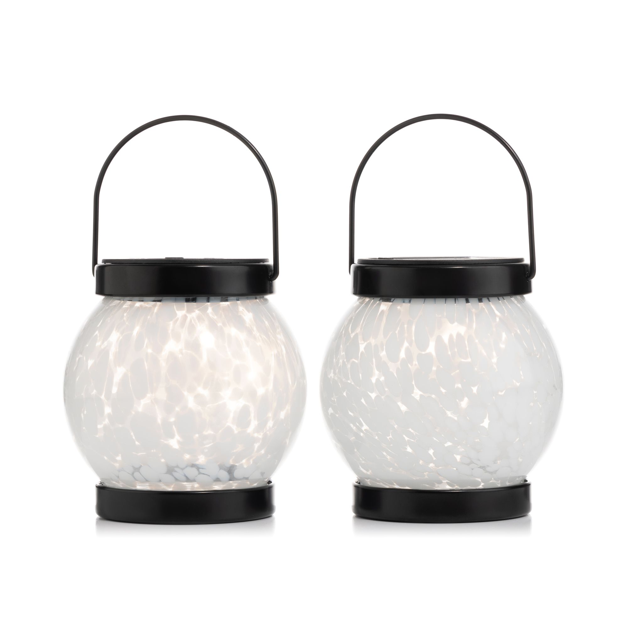 LUMIDA Garden 2 Solar-Laternen Designglas warmweiße LED Ø 12,5cm, Höhe 12cm