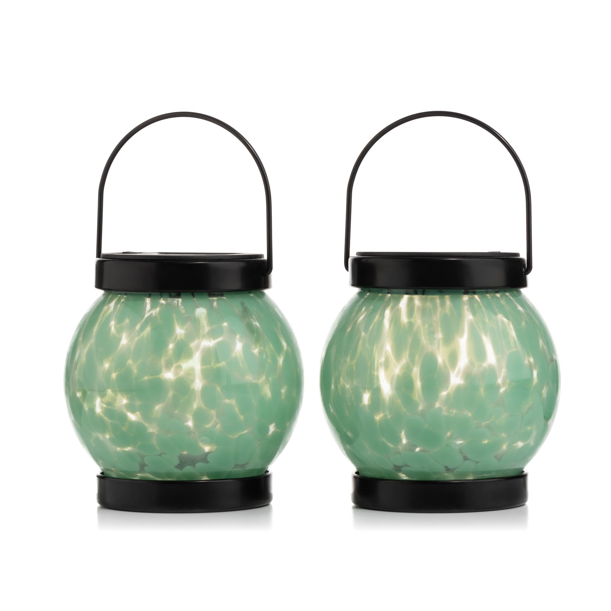 LUMIDA Garden 2 Solar-Laternen Designglas warmweiße LED Ø 12,5cm, Höhe 12cm