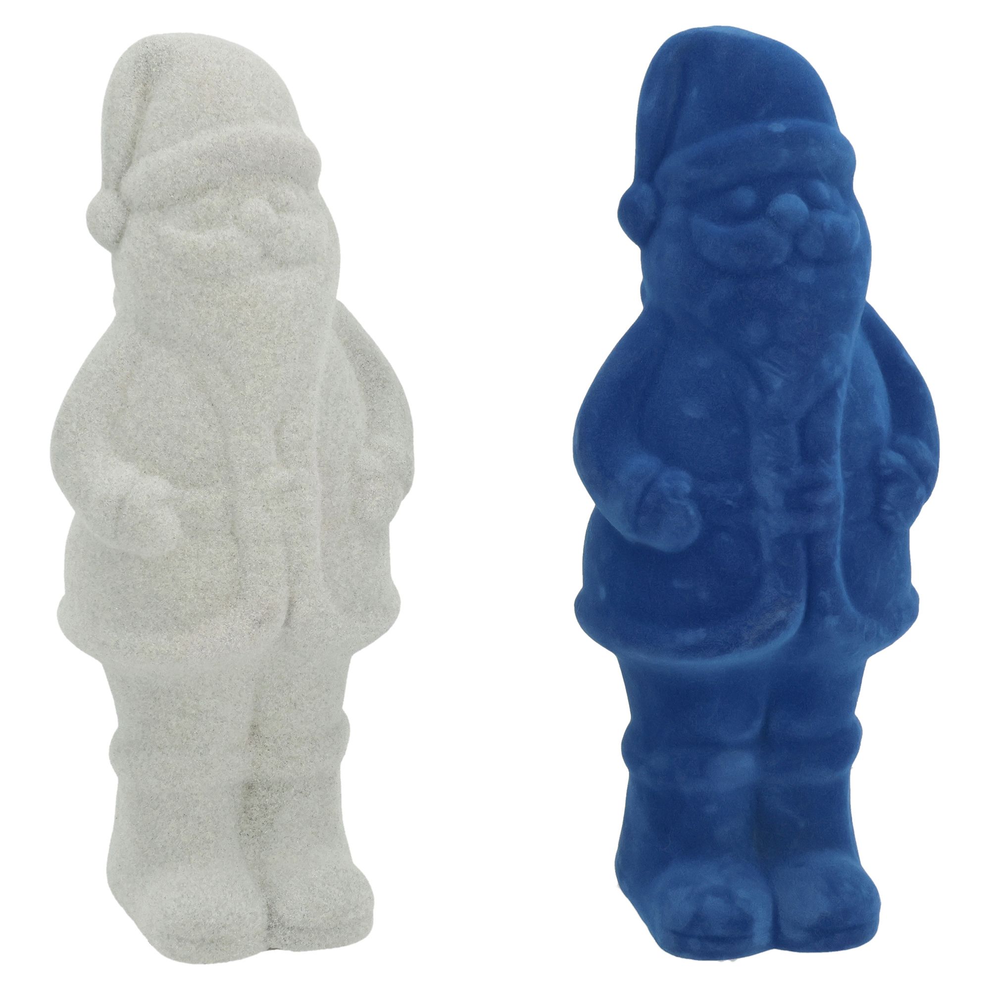 WURM 2 Dekofiguren Weihnachtsmann Keramik in Samtoptik Höhe 23cm