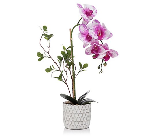 LUMIDA Flora künstliche Orchidee 10 warmweiße LEDs 5h-Timerfunktion Höhe 45cm
