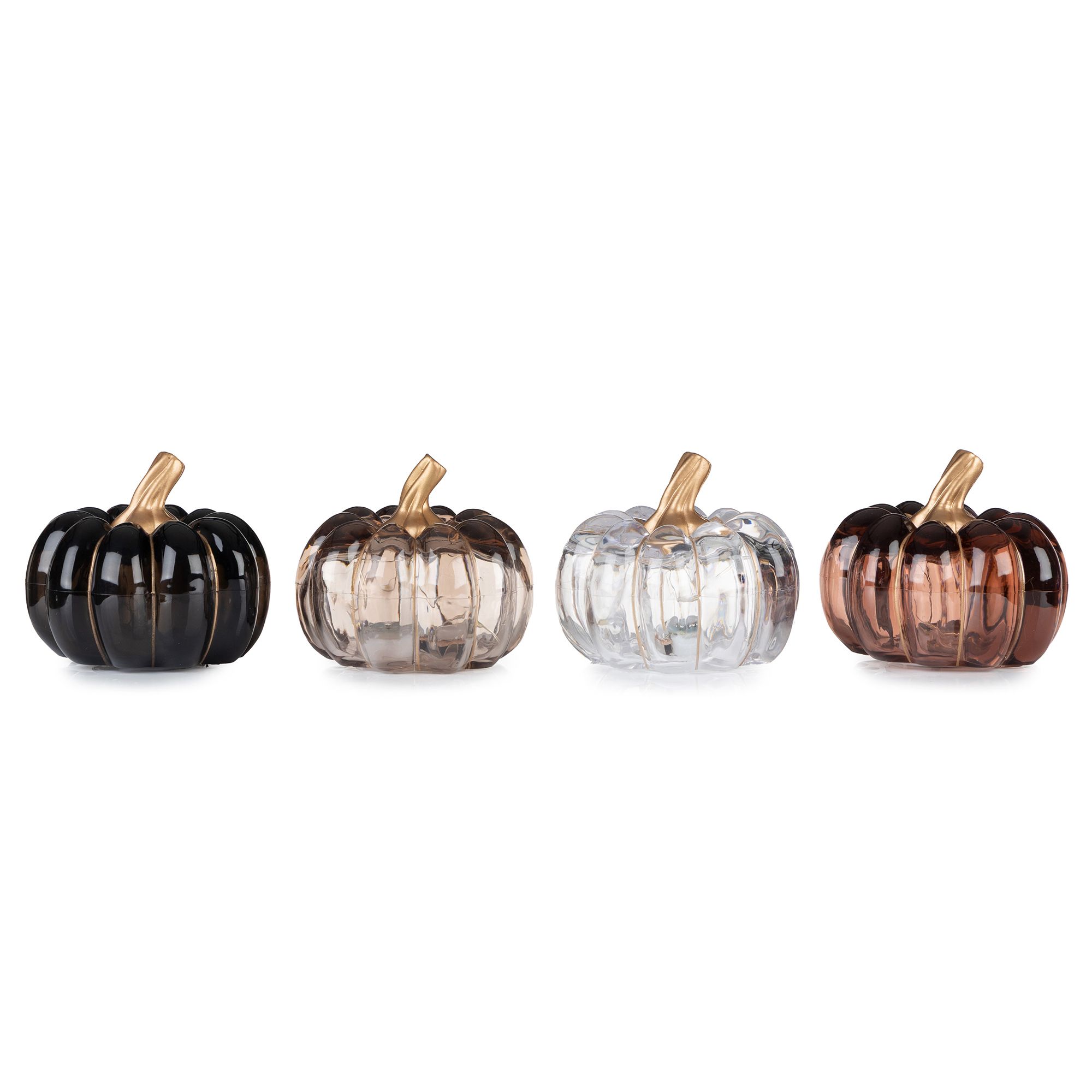 LUMIDA Casa 4 LED-Dekokürbisse Farbmix-Set 5h-Timerfunktion Höhe 7,5cm, Ø 8,5cm