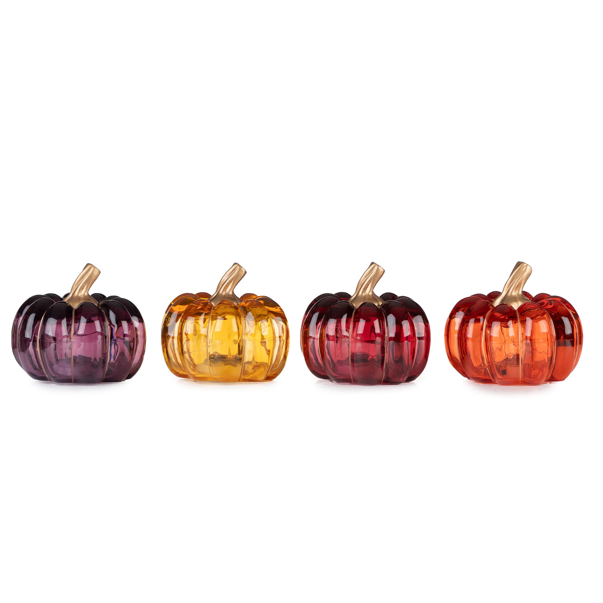 LUMIDA Casa 4 LED-Dekokürbisse Farbmix-Set 5h-Timerfunktion Höhe 7,5cm, Ø 8,5cm